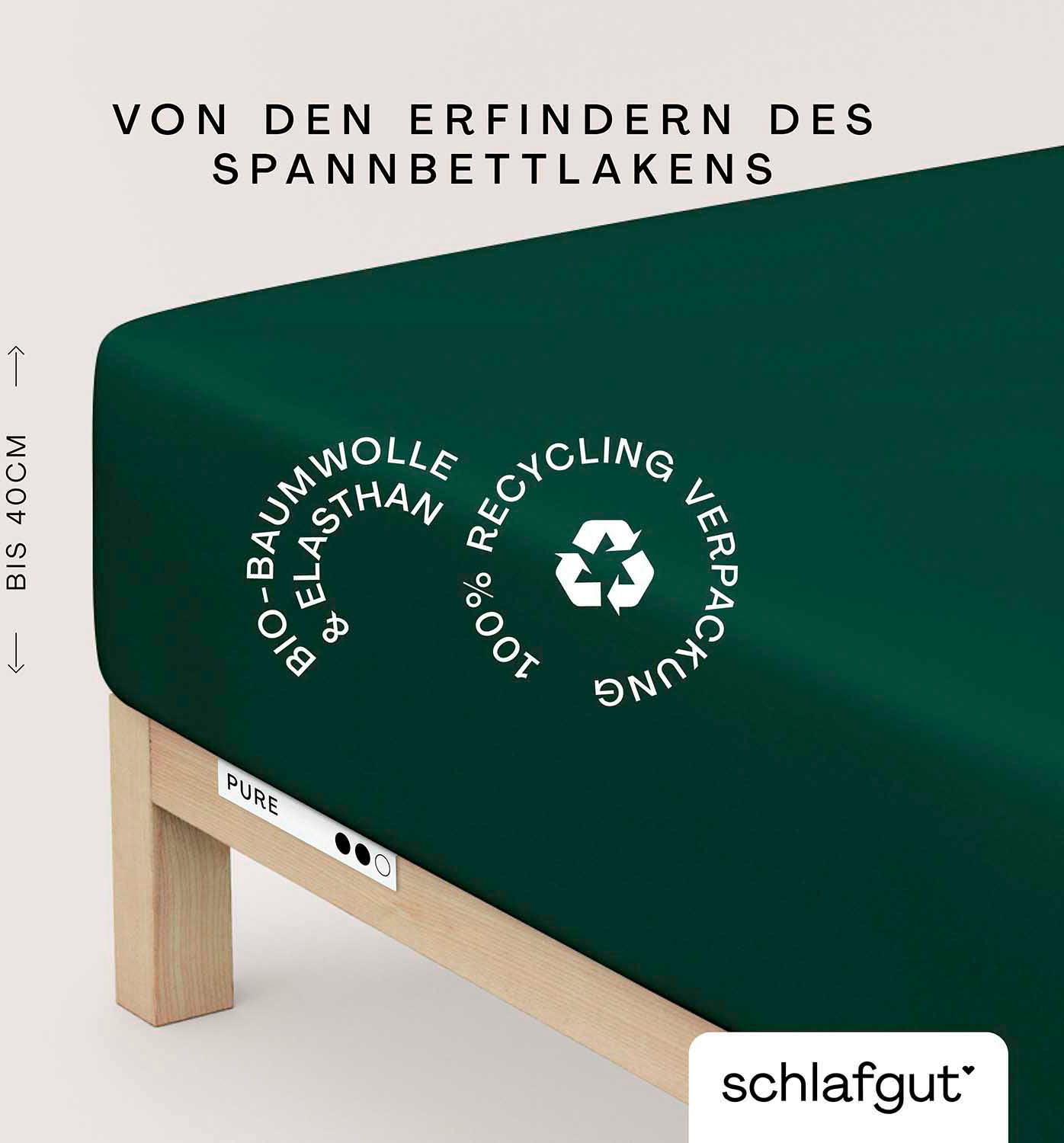 Schlafgut Spannbettlaken »PURE BOXSPRING in Gr. 90x200, 140x200 oder 180x200, für Boxspringbett«, aus Bio-Baumwolle, für Matratzen bis 40 cm Höhe, Bettlaken