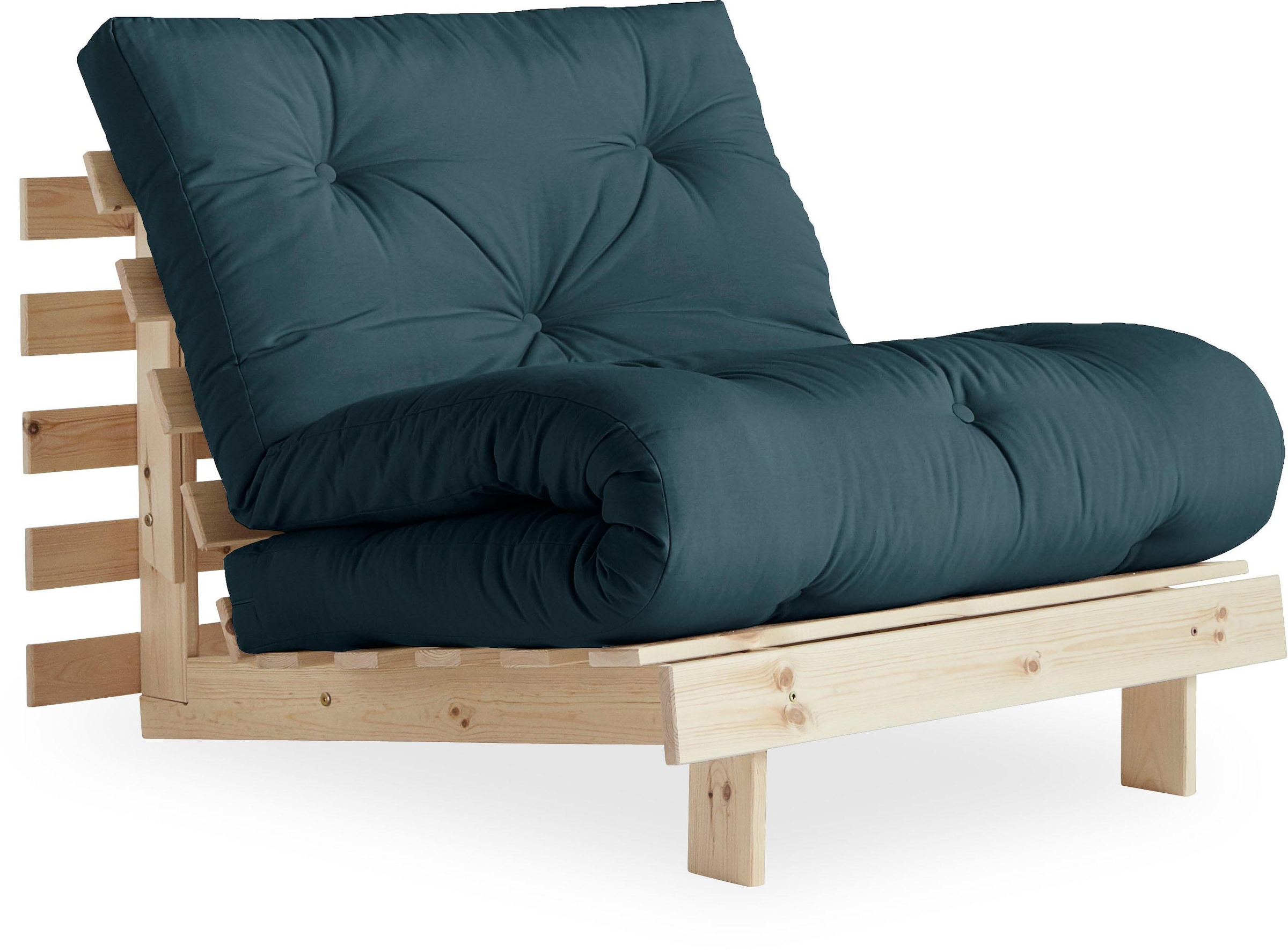 Karup Design Daybett "Roots Sofa Bed, Schlafsofa, Bettfunktion, FSC-Massivholz, B: 90 cm" Erhältlich in Breite 90 cm, 140 cm oder 160 cm, Inkl. Futonmatratze. Made in Europe, minimalistisches Design