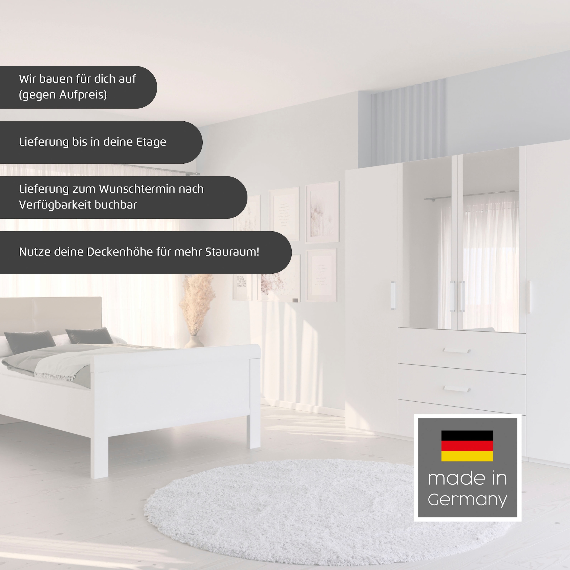 rauch Schlafzimmer-Set »Komplettschlafzimmer Schlafzimmer EVELYN«, (Set, 3 tlg.), Schrank und Bett in 2 Breiten, Nachttisch 2 Schubladen MADE IN GERMANY