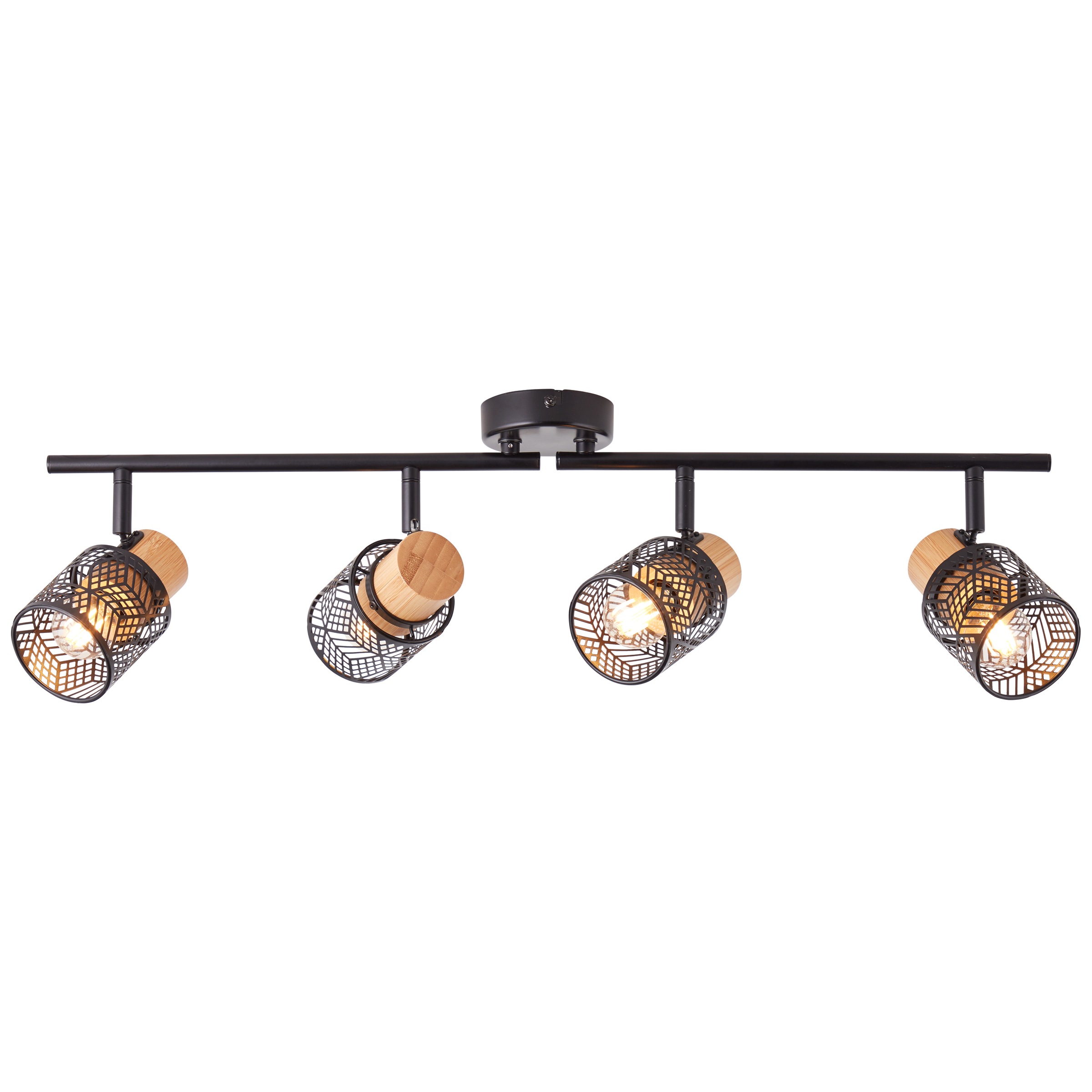 Brilliant Deckenstrahler »Santy«, 4 flammig, Leuchtmittel E14 | ohne Leuchtmittel, schwenkbar, 20 x 76 x 7 cm, E14, Metall/Bambus, schwarz/natur