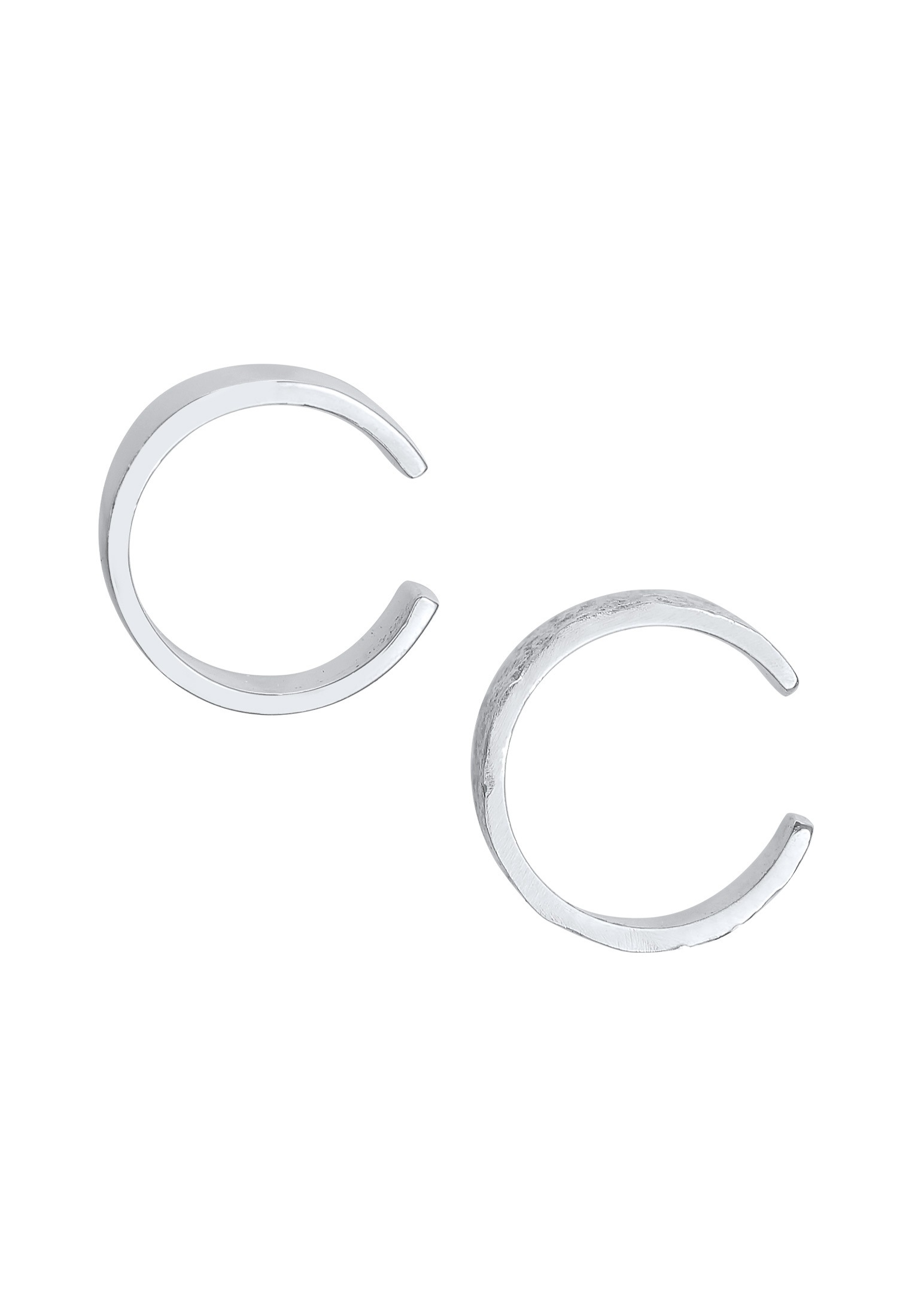 Elli Schmuckset »Ohrringe Earcuff Breit Basic Gehämmert 2er Set 925 Silber«