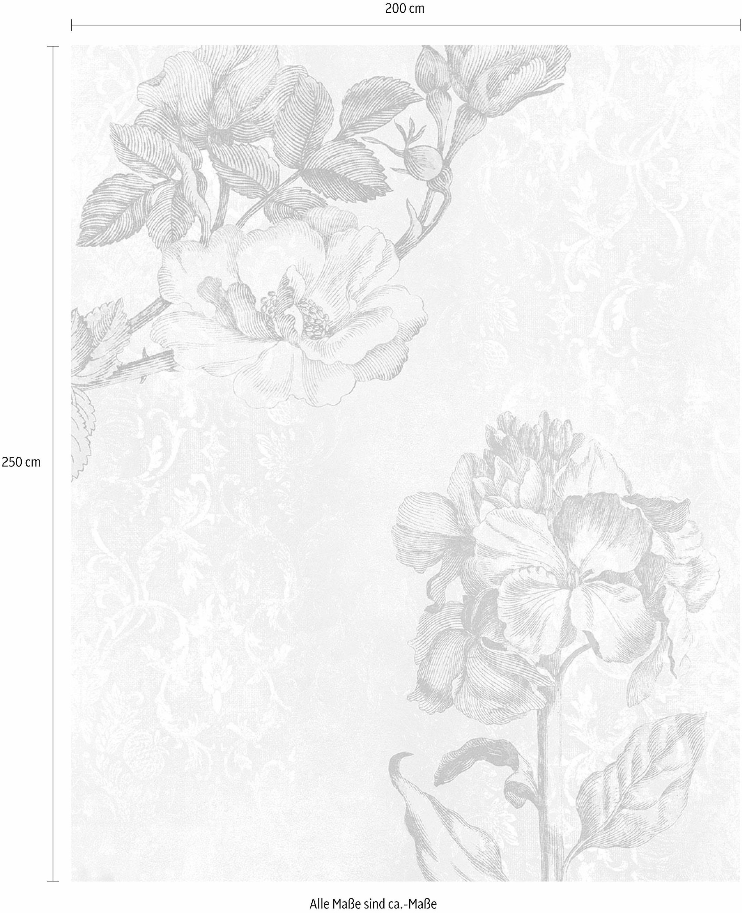 Komar Vliestapete »Digitaldruck Vlies -  Baroque Grey - Größe 200 x 250 cm« bedruckt glatt Wohnzimmer, Schlafzimmer