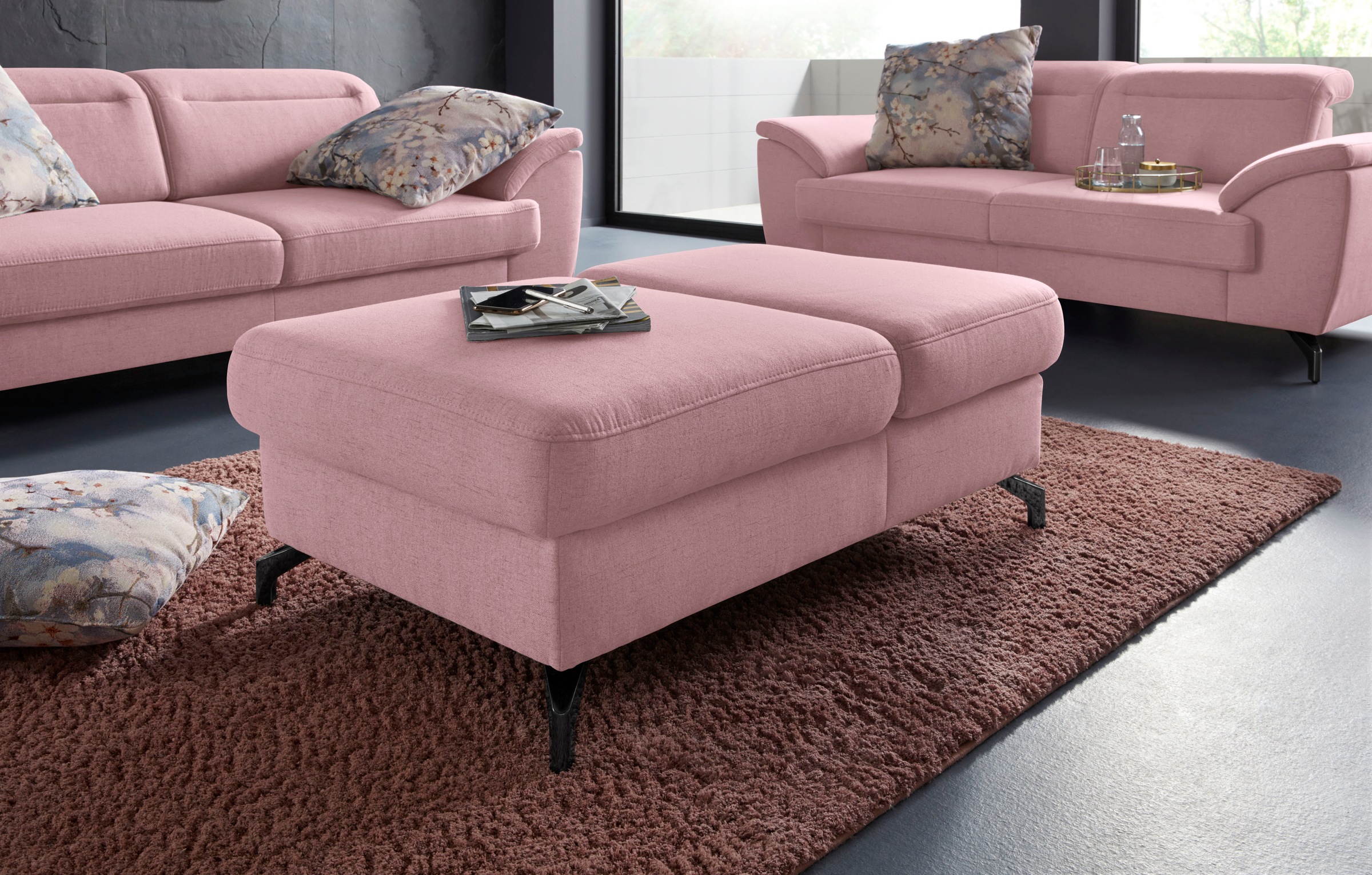 sit&more Hocker »Percy«, Fußhöhe 12 cm, mit Klappfunktion, wahlweise in 2 Fußfarben