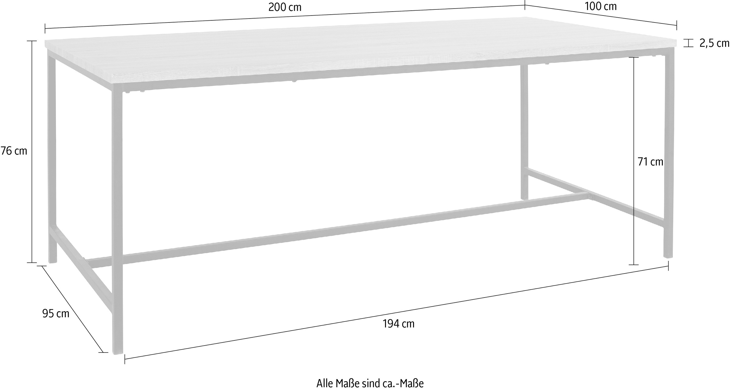 andas Esstisch »Vadum«, (1 St.), mit Tischplatte in einer Holzoptik und fühlbare Struktur, Höhe 76 cm