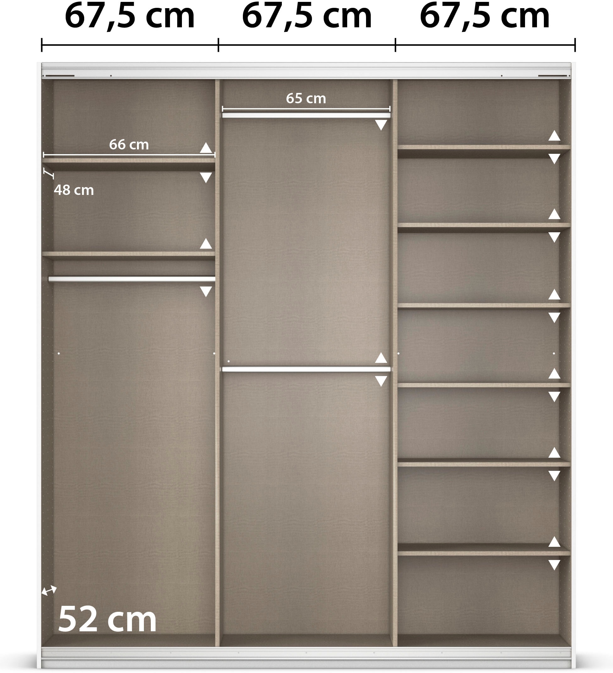 rauch Schwebetürenschrank »Kleiderschrank Schrank Garderobe AGORDO mit Dekor- oder Hochglanzfront«, (in zwei Griff-Farben), durchdachte Innenausstattung, in 4 Breiten und 2 Höhen MADE IN GERMANY