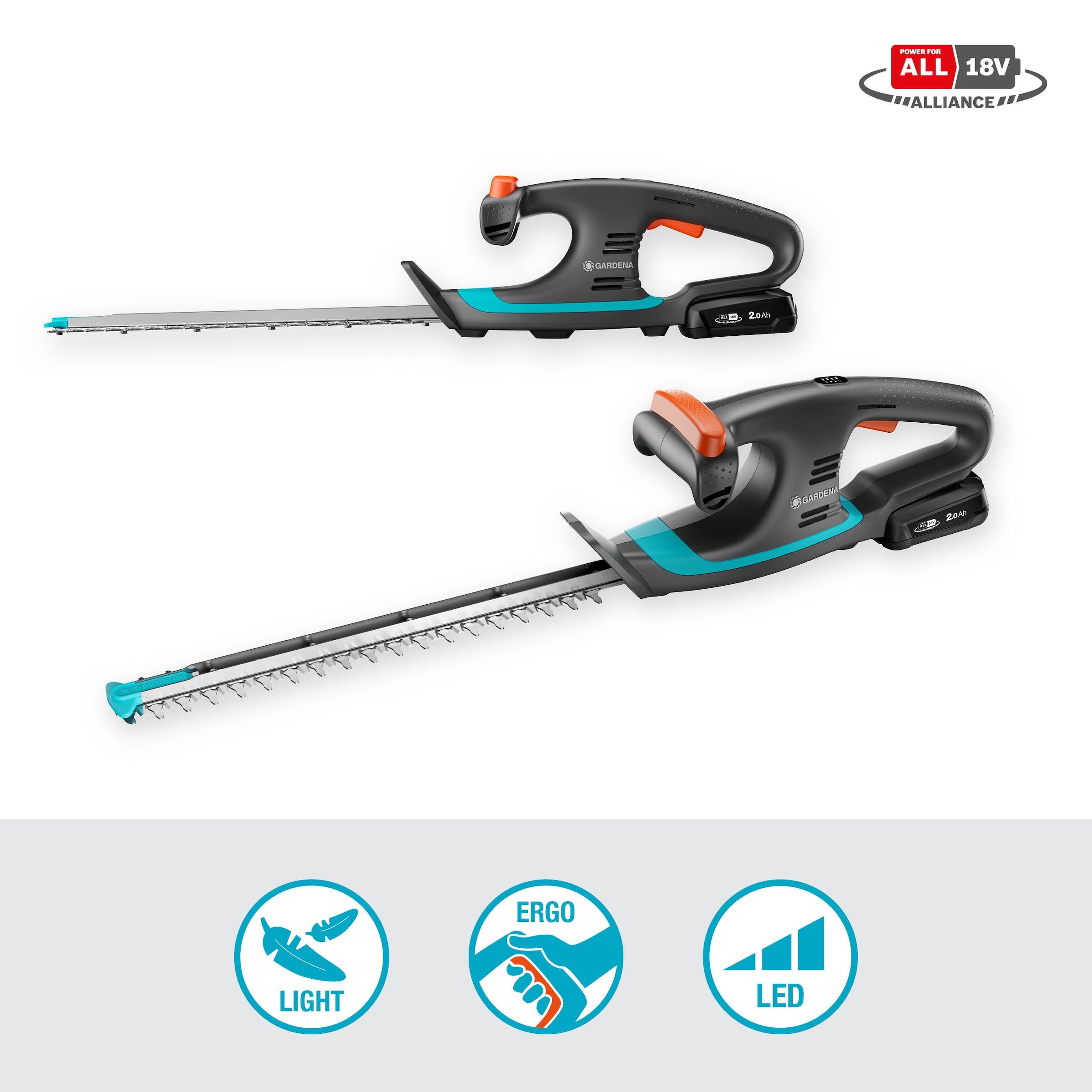 GARDENA Akku-Heckenschere »EasyCut 40/18V P4A«, Ready-To-Use Set inkl. Akku und Ladegerät
