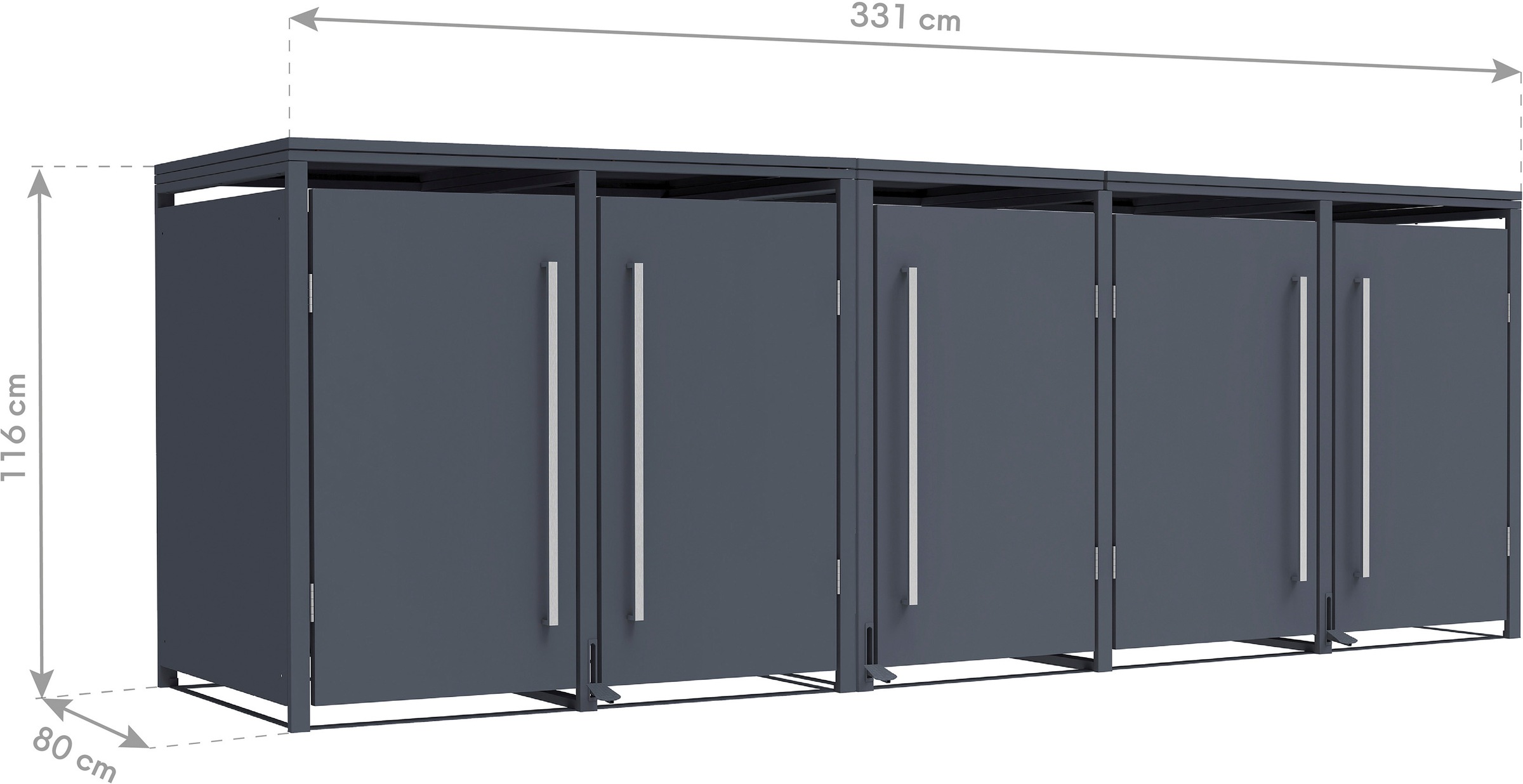 WESTMANN Mülltonnenbox »Pedura 5, 5x 240l, Anthrazit« Mit Fußpedal zum Öffnen