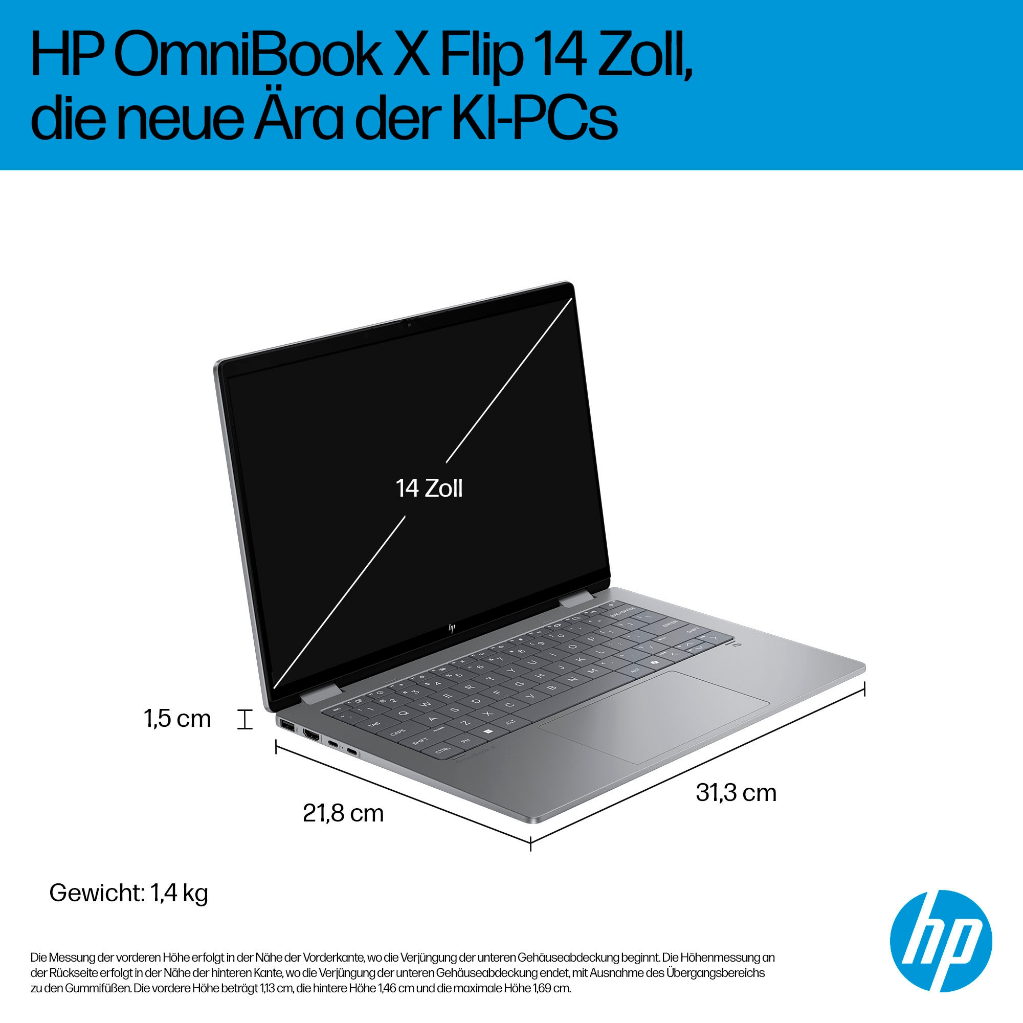 HP Convertible Notebook »OmniBook X Flip 14-fm0272ng«, 35,6 cm, / 14 Zoll, Intel, Core Ultra 5, ARC, 512 GB SSD