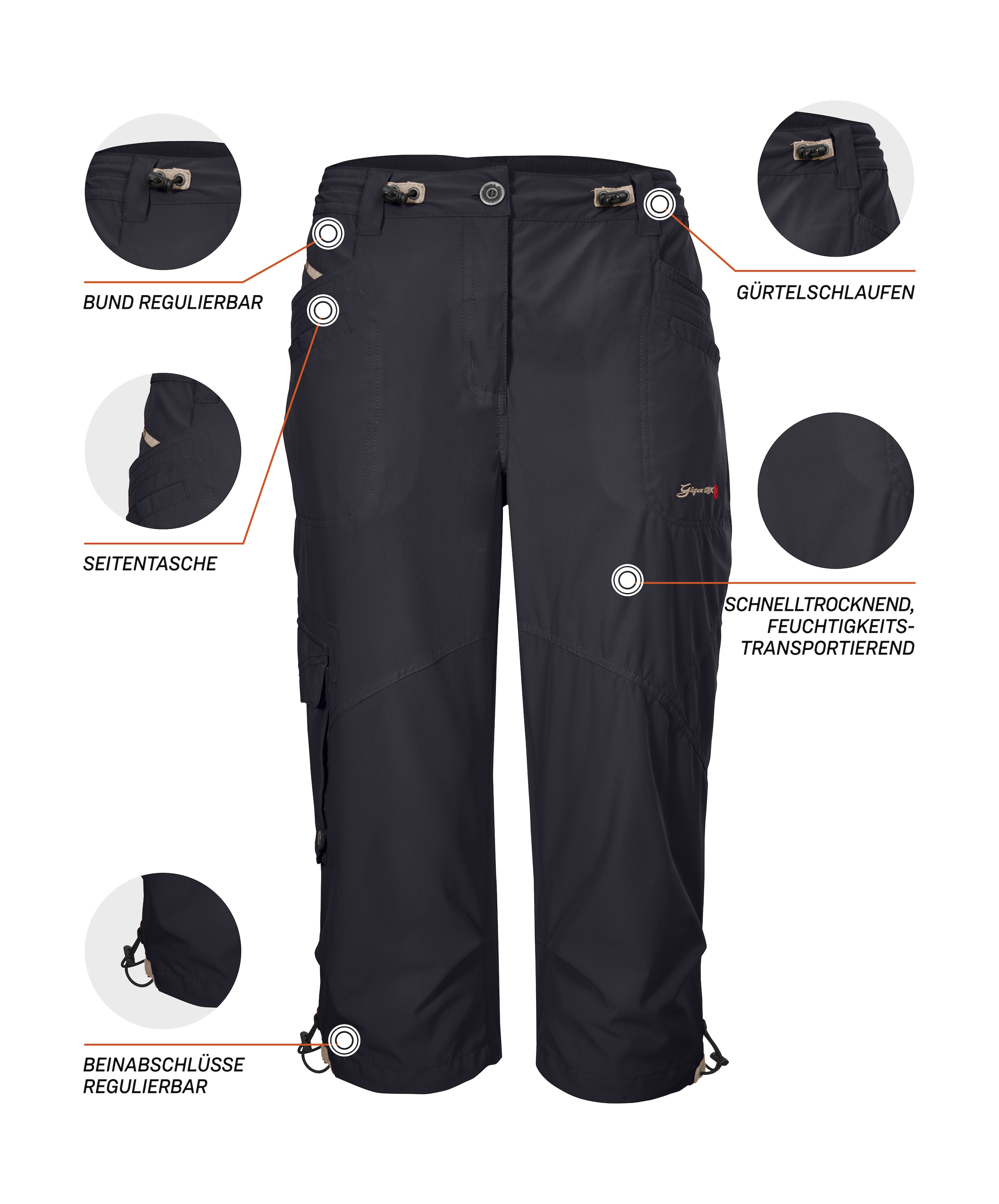 G.I.G.A. DX by killtec 3/4-Hose »GS 31 WMN PNTS«, Schnelltrocknende Caprihose mit verstellbaren Kordelzügen