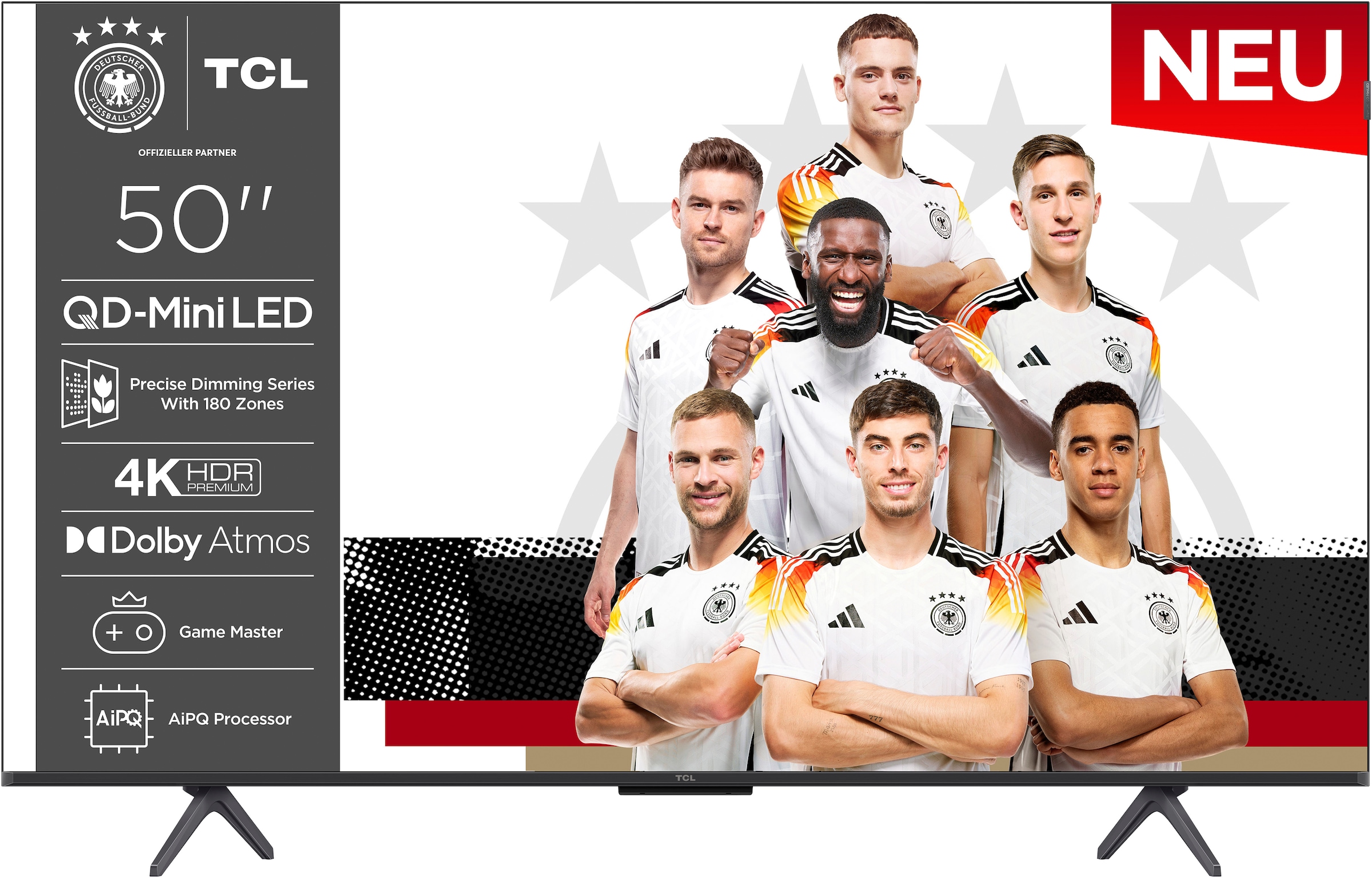 TCL QLED Mini LED-Fernseher »50C61KSX2«, 4K Ultra HD, Google TV-Smart-TV, 4K HDR, AiPQ, Game Master, Smart TV, Apple TV, Multi-HDR, Dolby Vision