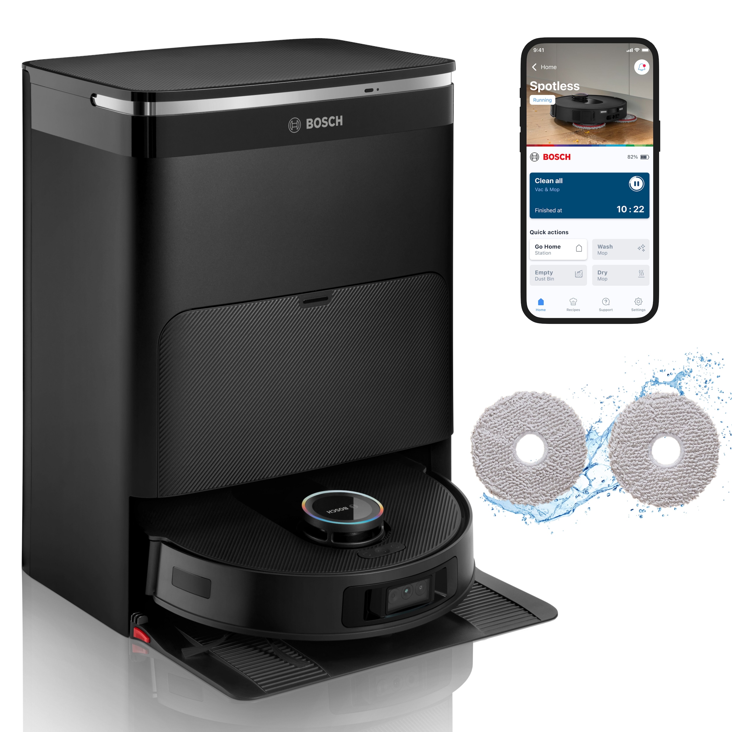Bosch BCRDW3BX Spotless Max Cam Saug- und Wischroboter (Schwarz, mit Absaugstation)