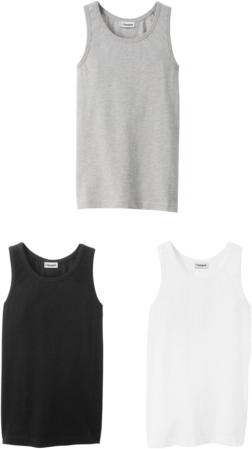 bonprix Unterhemd Packung, 3 Stk. im 3er-Pack, aus weicher Baumwolle, normale Passform, ärmellos
