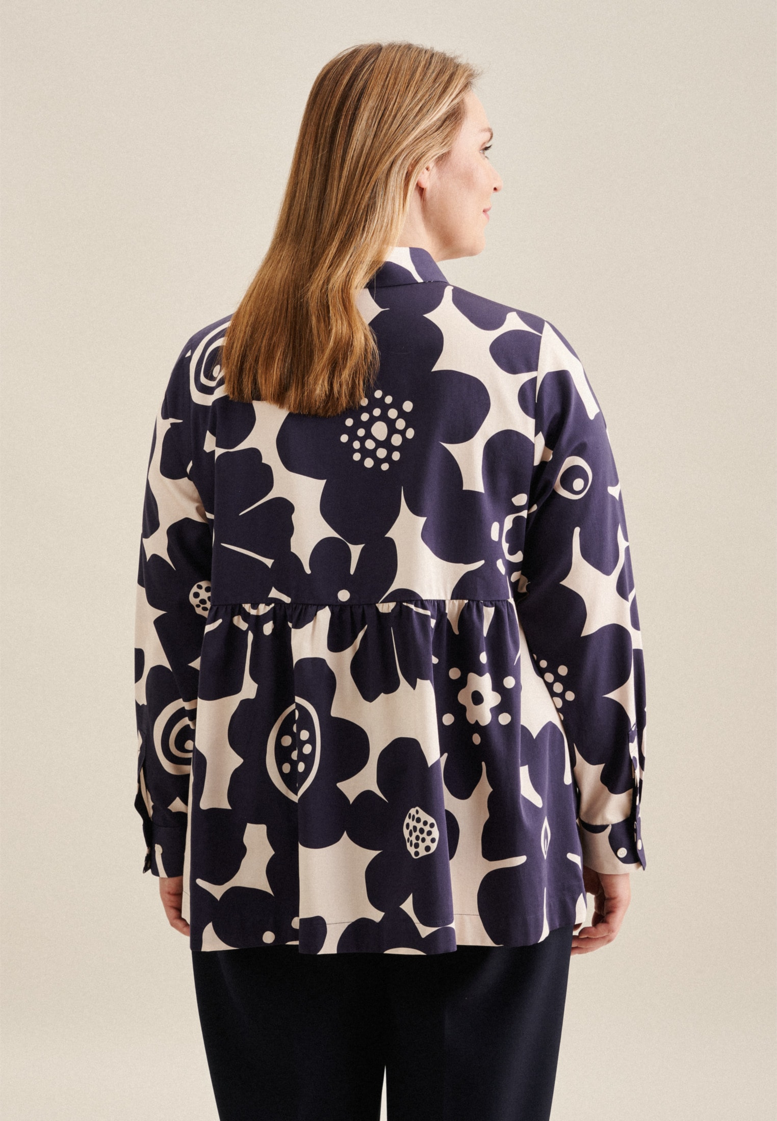seidensticker Hemdbluse »Schwarze Rose«, Langarm Kragen Floral