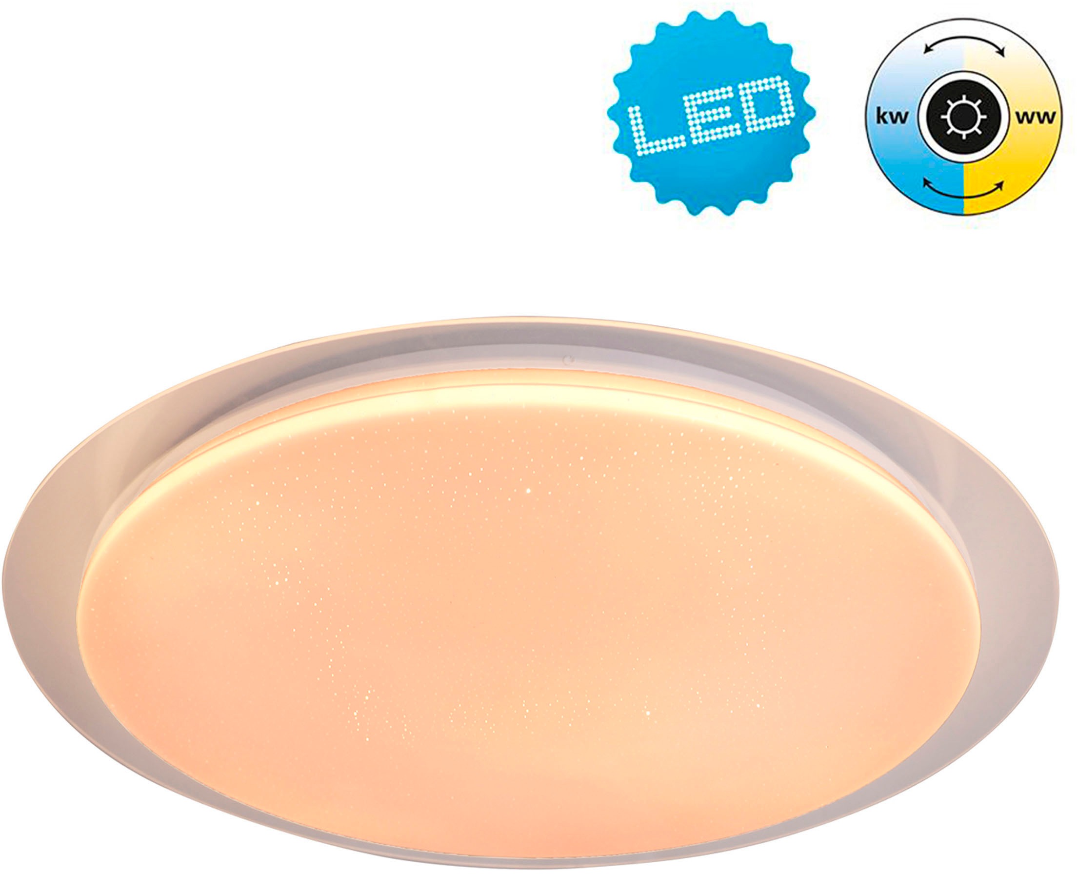 näve LED Deckenleuchte »Locarno« LED-Modul 1 Stk. warmweiß - kaltweiß Kristalleffekt, warmweiß-kaltweiß wechselbar per Wandschalter, D:46cm