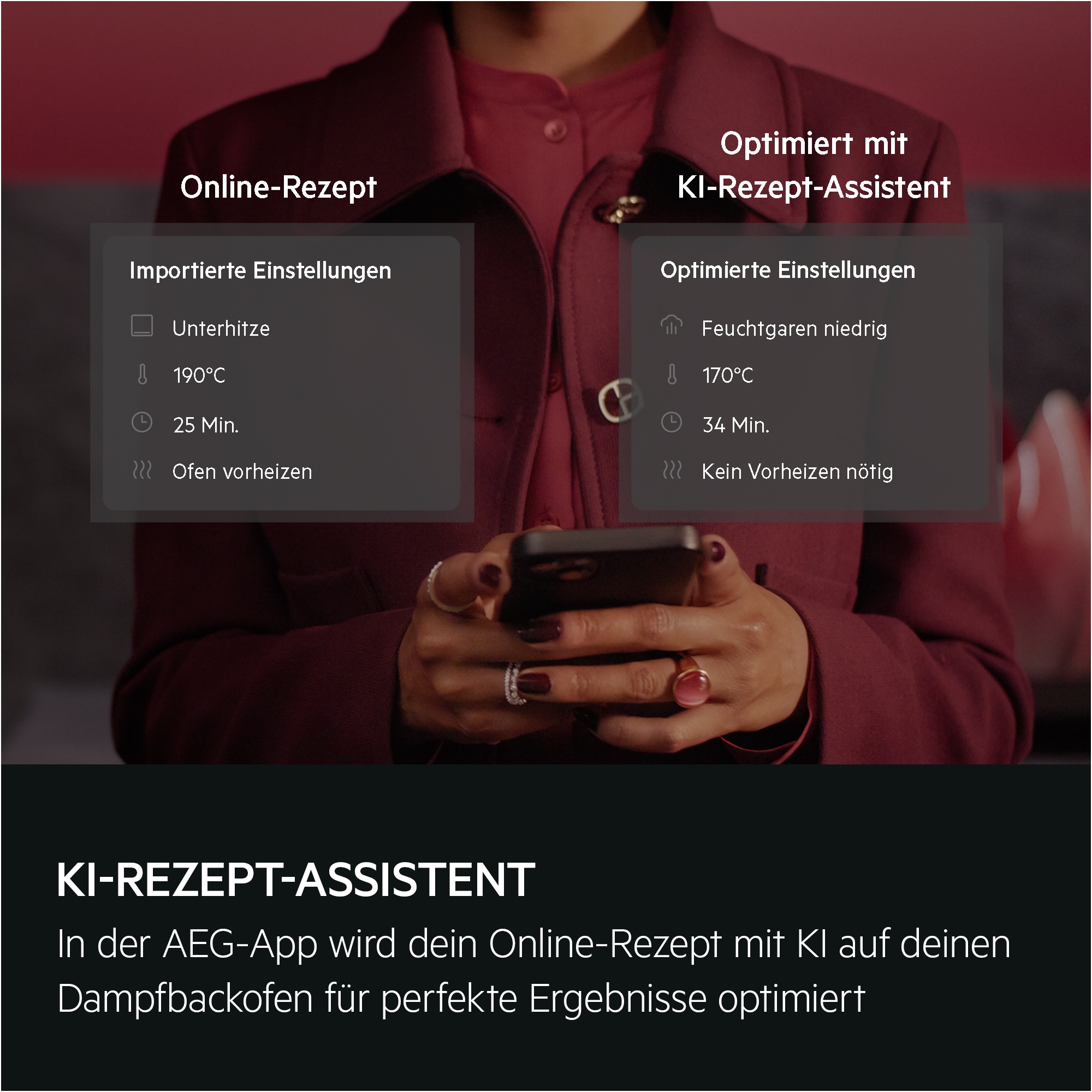 AEG Einbaubackofen Serie 8000 »TB8SB72WAB«, KI - Rezept – Assistent