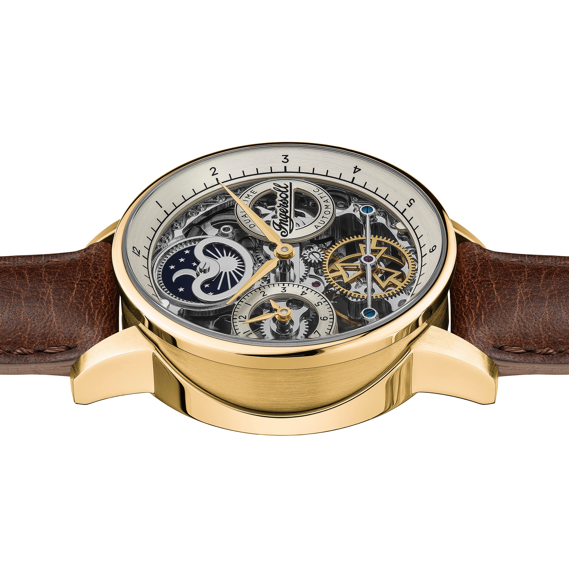 Ingersoll Automatikuhr »The Jazz« Armbanduhr, Herrenuhr, Mechanische Uhr, Lederarmband, analog, Dualzeit