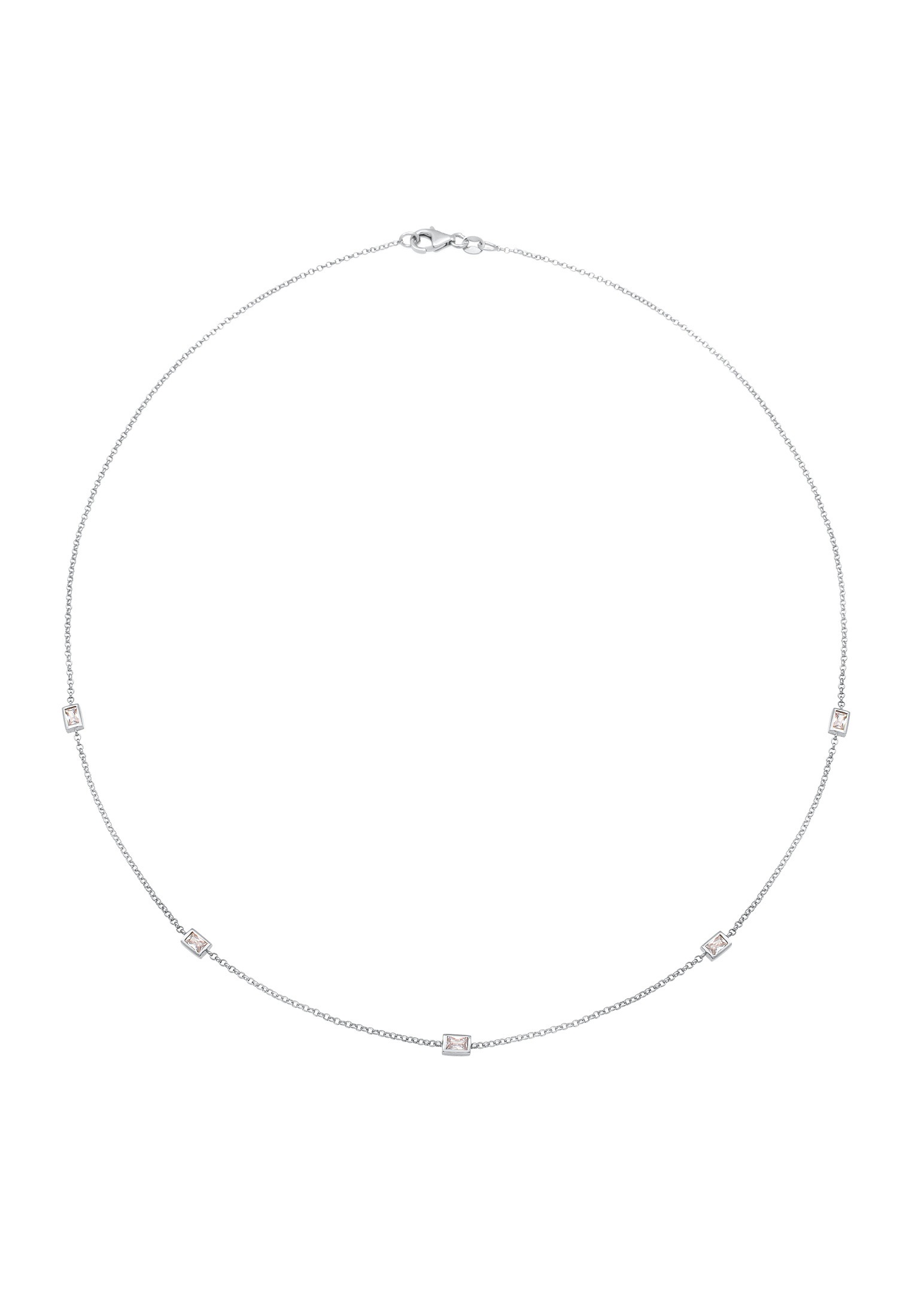 Elli Silberkette »Halskette Zirkonia Rechteck Geo Design 925 Silber«