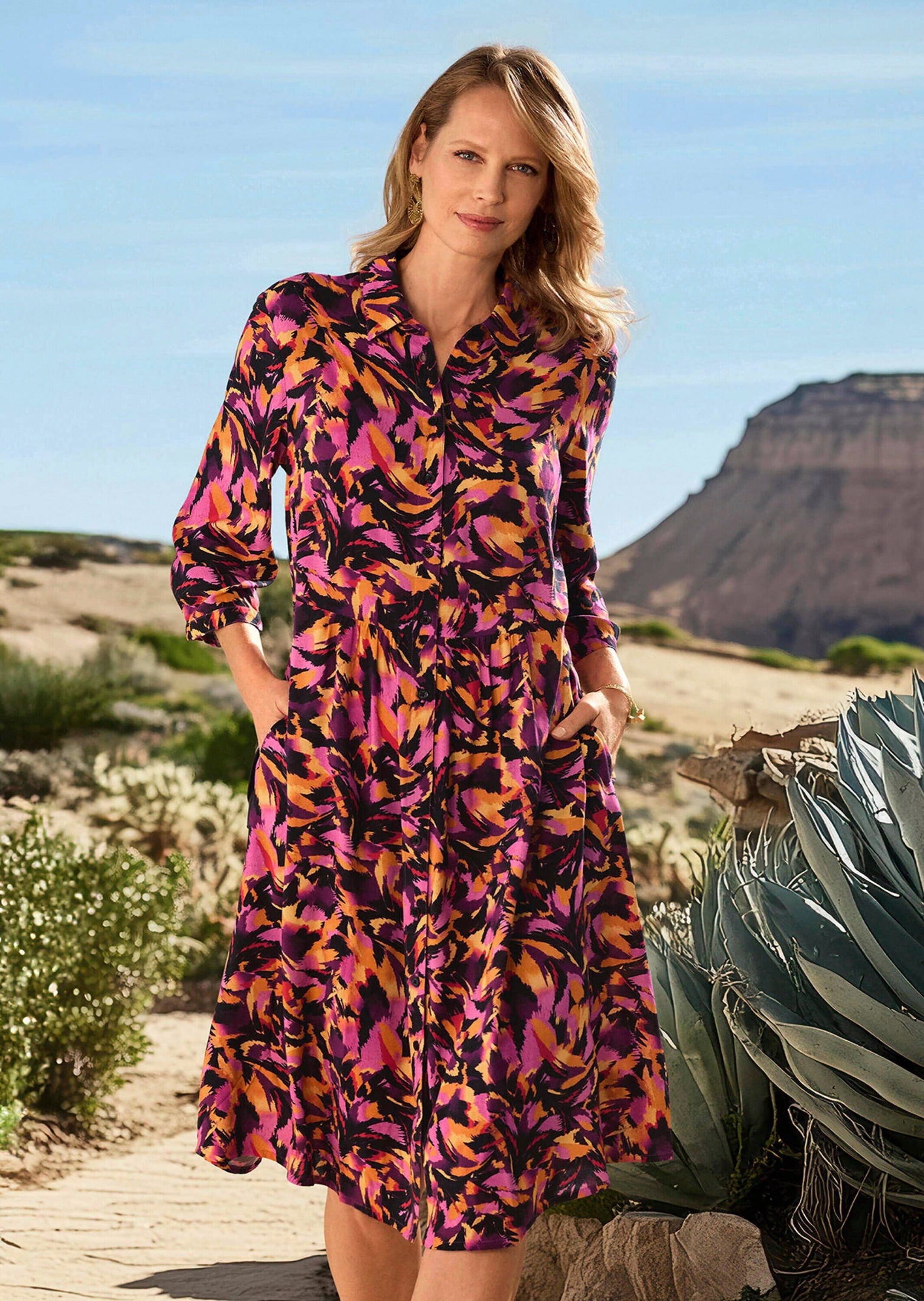 GOLDNER Sommerkleid »Kurzgröße Hemdblusenkleid aus reiner Viskose«