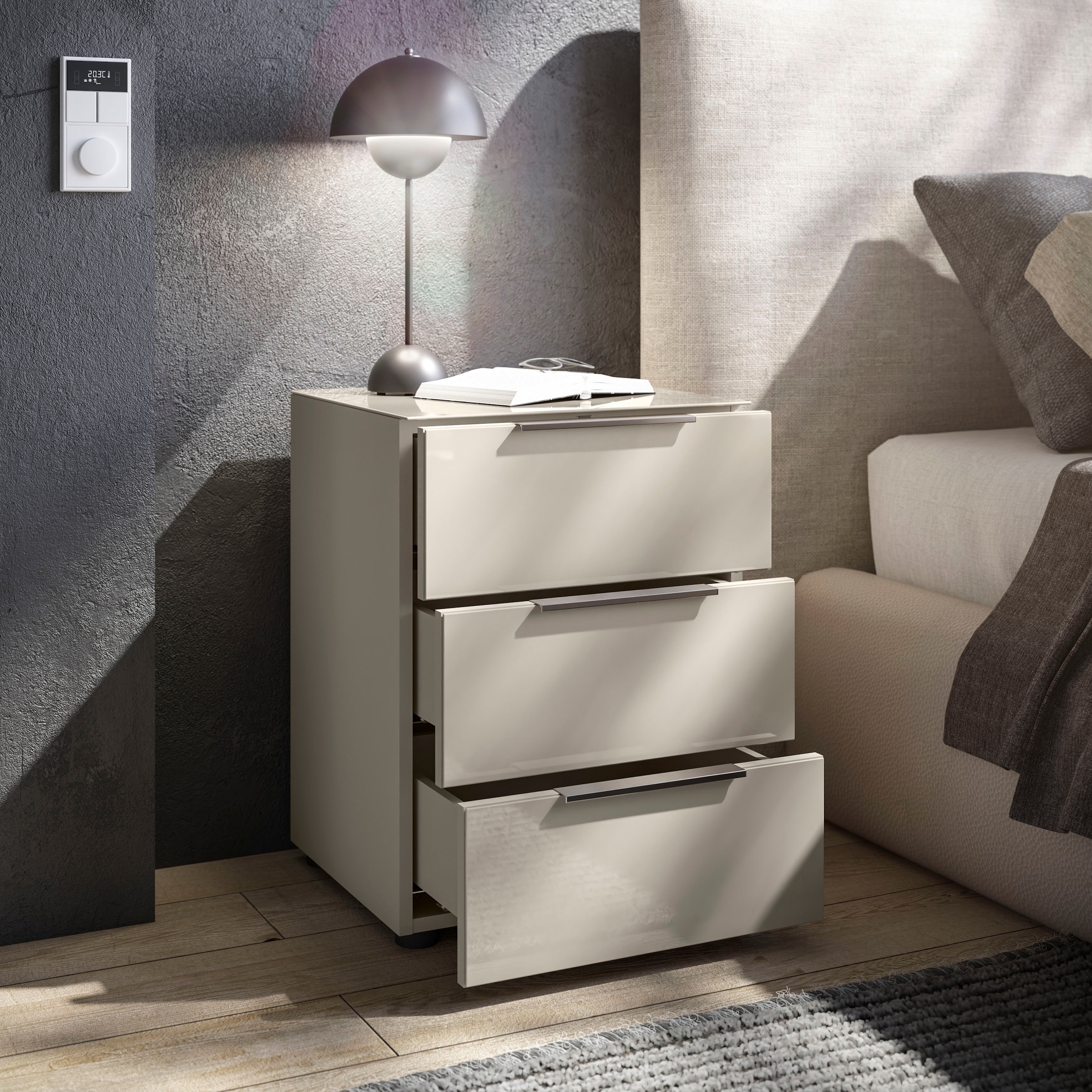 HBZ Nachtkommode »Santorin Nachtkonsole, BxHxT 45x61x40 cm«, (1 St.), Breite 45cm, Softclose für Schubkästen, Melaminbeschichtung