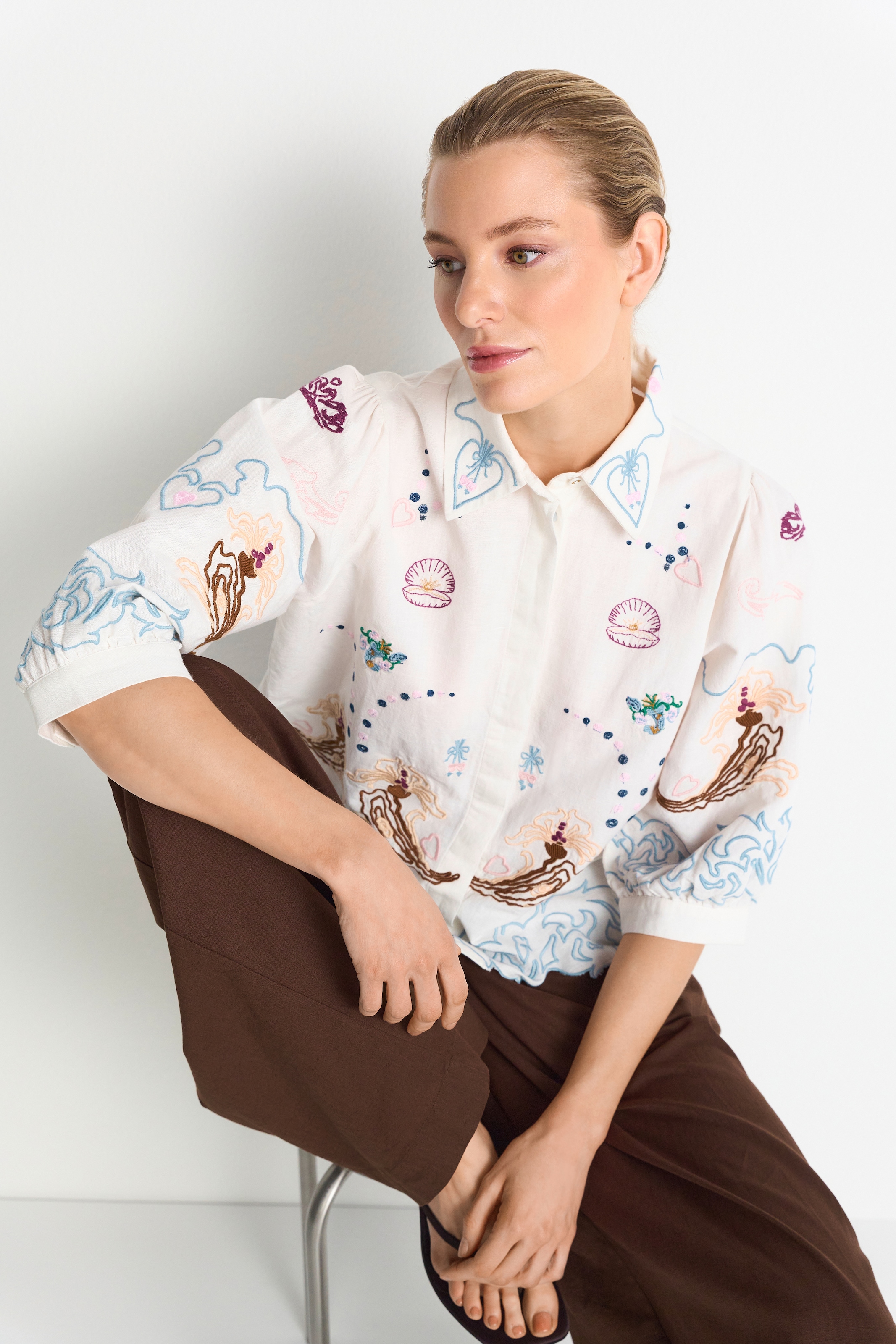 RICHROYAL Klassische Bluse Regular fit mit Stickereien