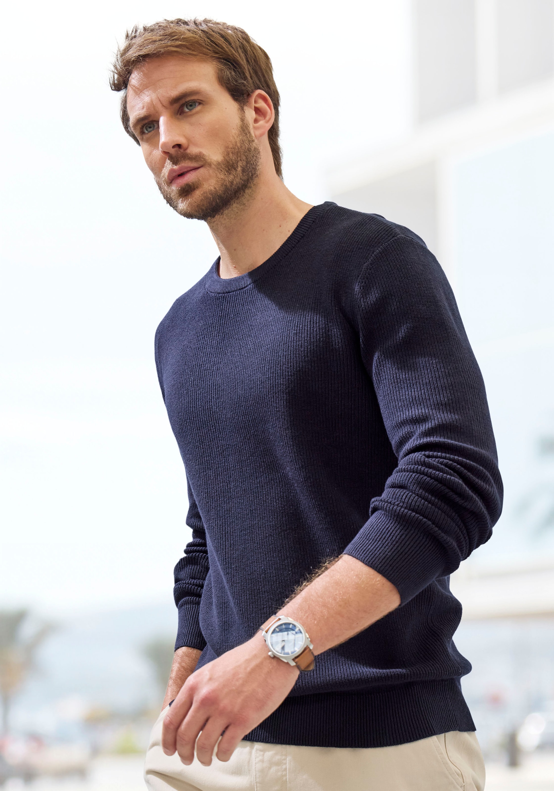 John Devin Strickpullover »bis Größe 5XL« Pullover in modischen Farben aus Baumwollmischung