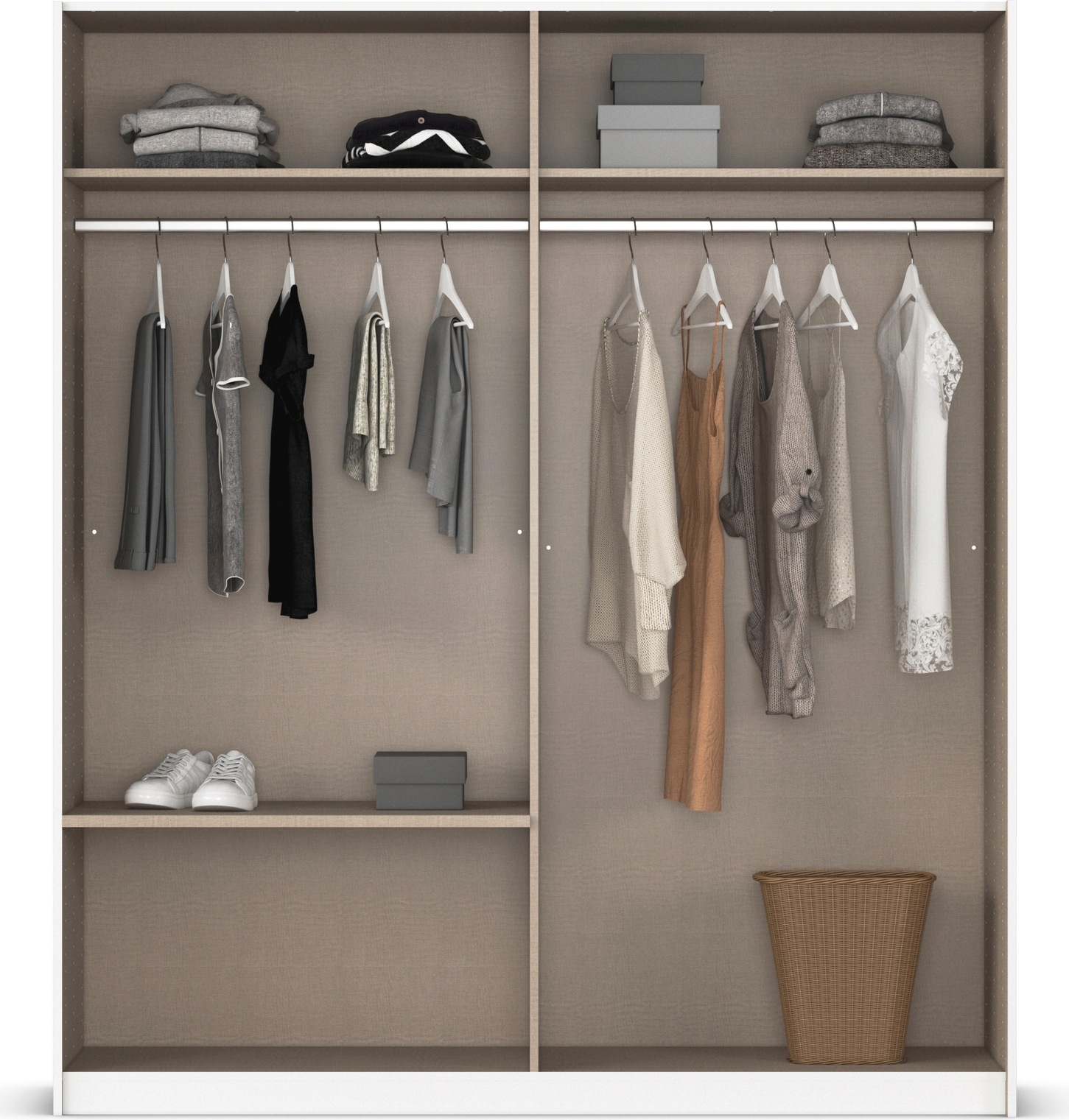 rauch Schwebetürenschrank »Kleiderschrank Schrank Garderobe Wäscheschrank ELARA mit Spiegel«, praktische Schubladen optional farblich abgesetzt MADE IN GERMANY