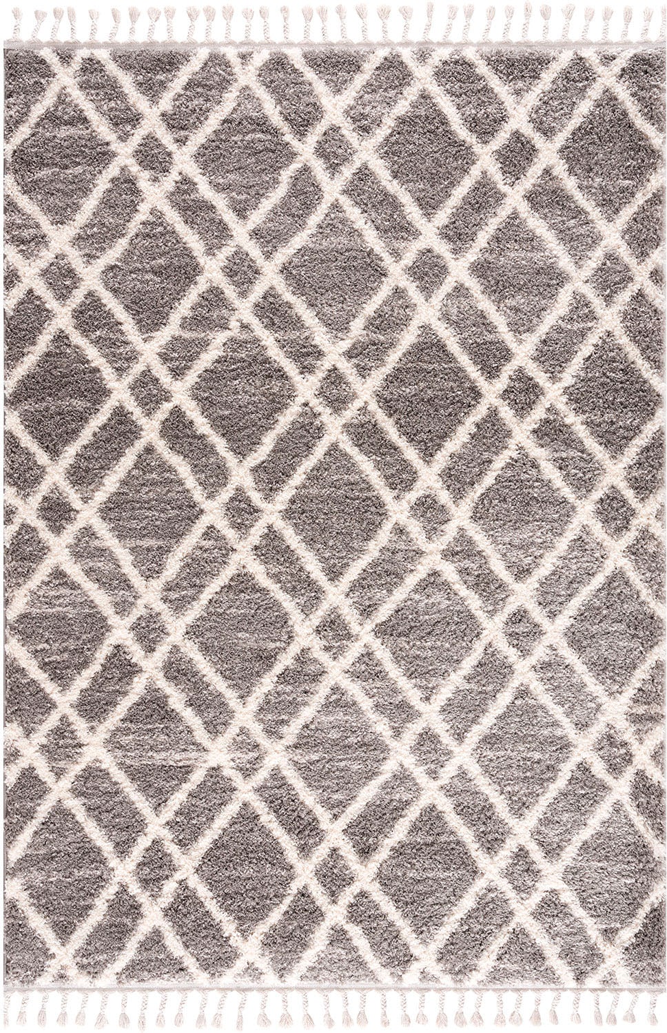 Carpet City Hochflor-Teppich »Pulpy 540«, rechteckig, 30 mm Höhe, besonders weich, mit Fransen, Rauten-Optik