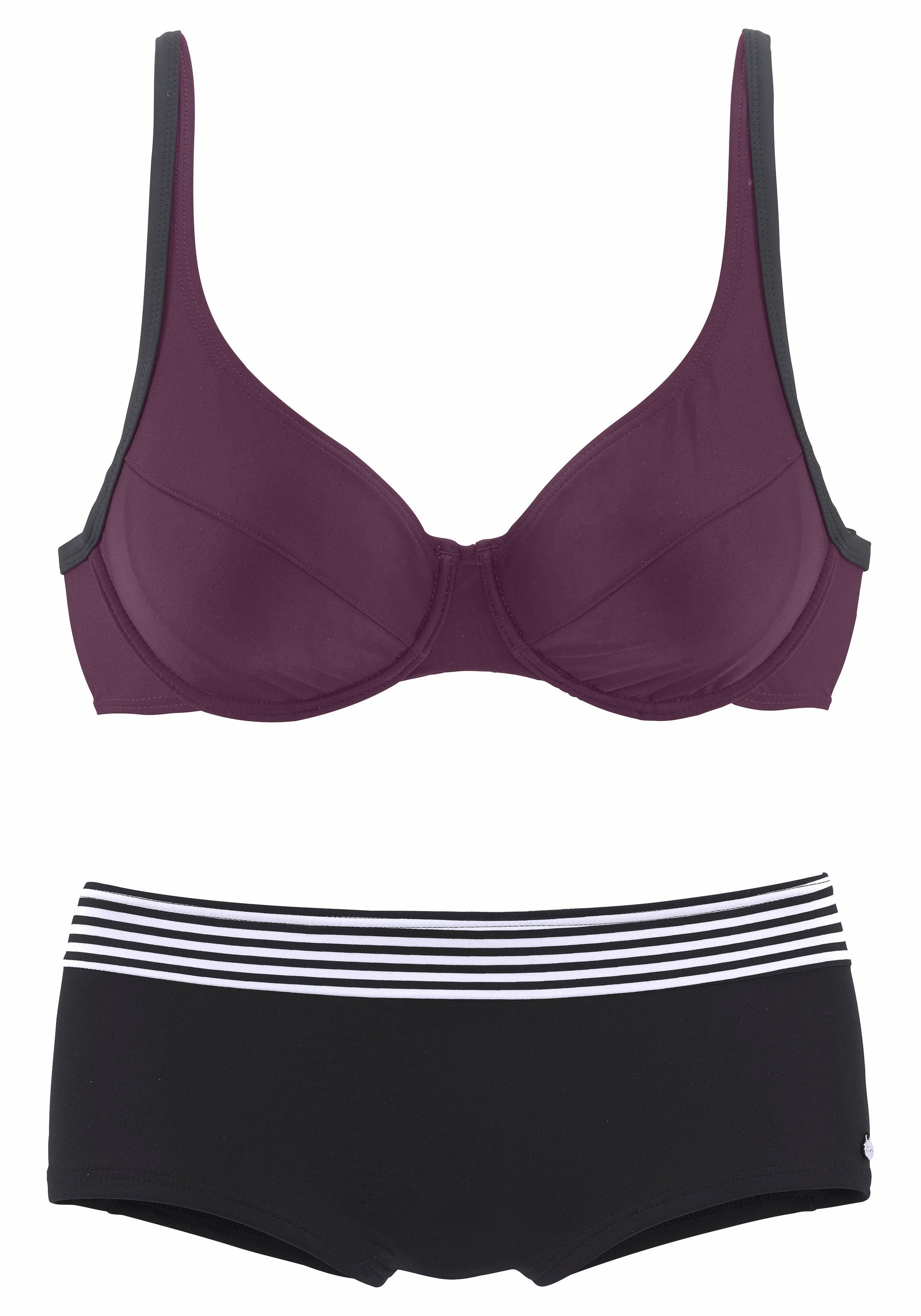 s.Oliver, Damen, Bügel-Bikini im Farbmix, schwarz-bordeaux, Cup D, 36 - Cup D, schwarz-bordeaux, In angesagter Optik