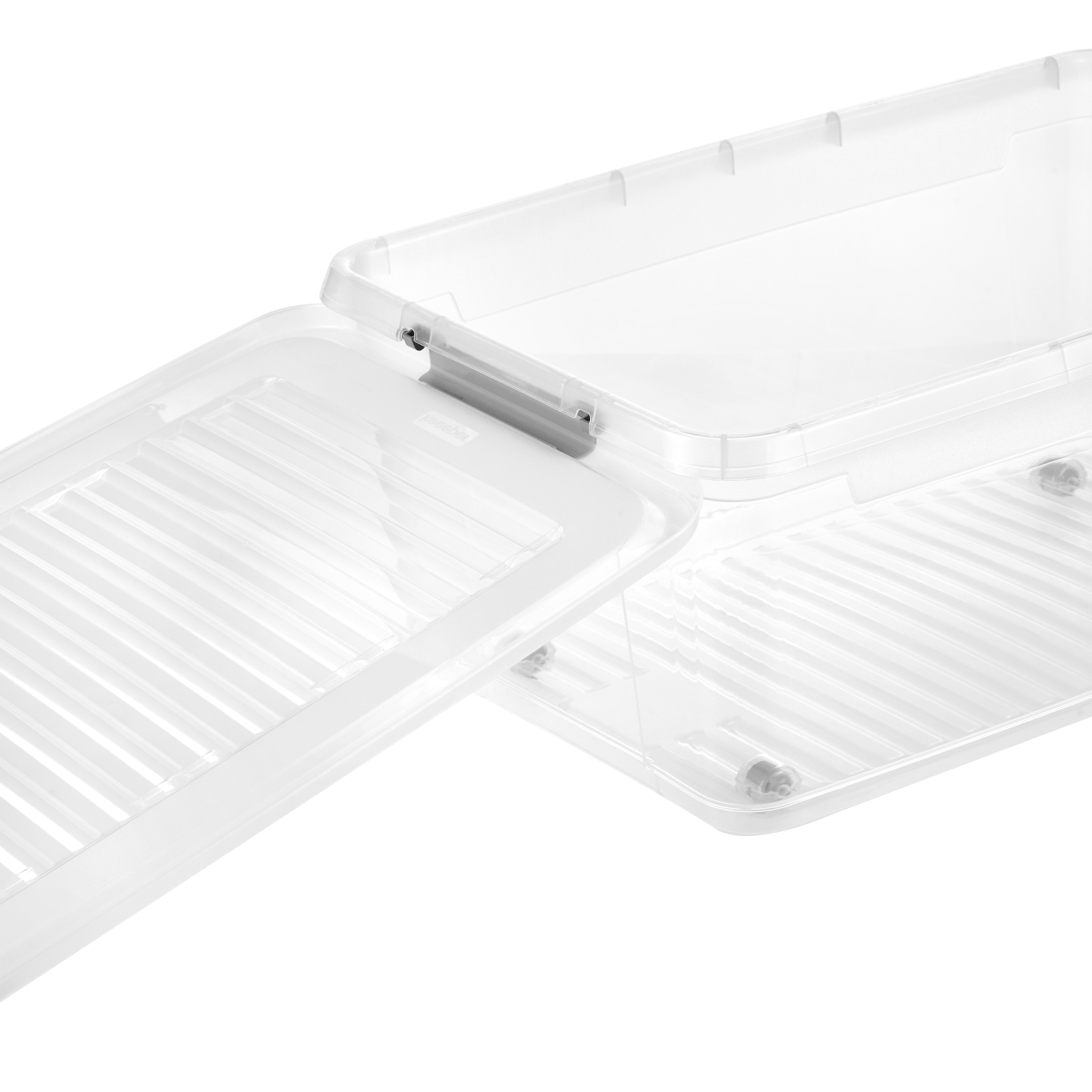 keeeper Aufbewahrungsbox »Clipbox Leo (Set 5 St.) 37 L, 59 x 38 x 24 cm« Schanierclips, Doppelöffnung, 90° drehbare Räder, fixierbarer Deckel