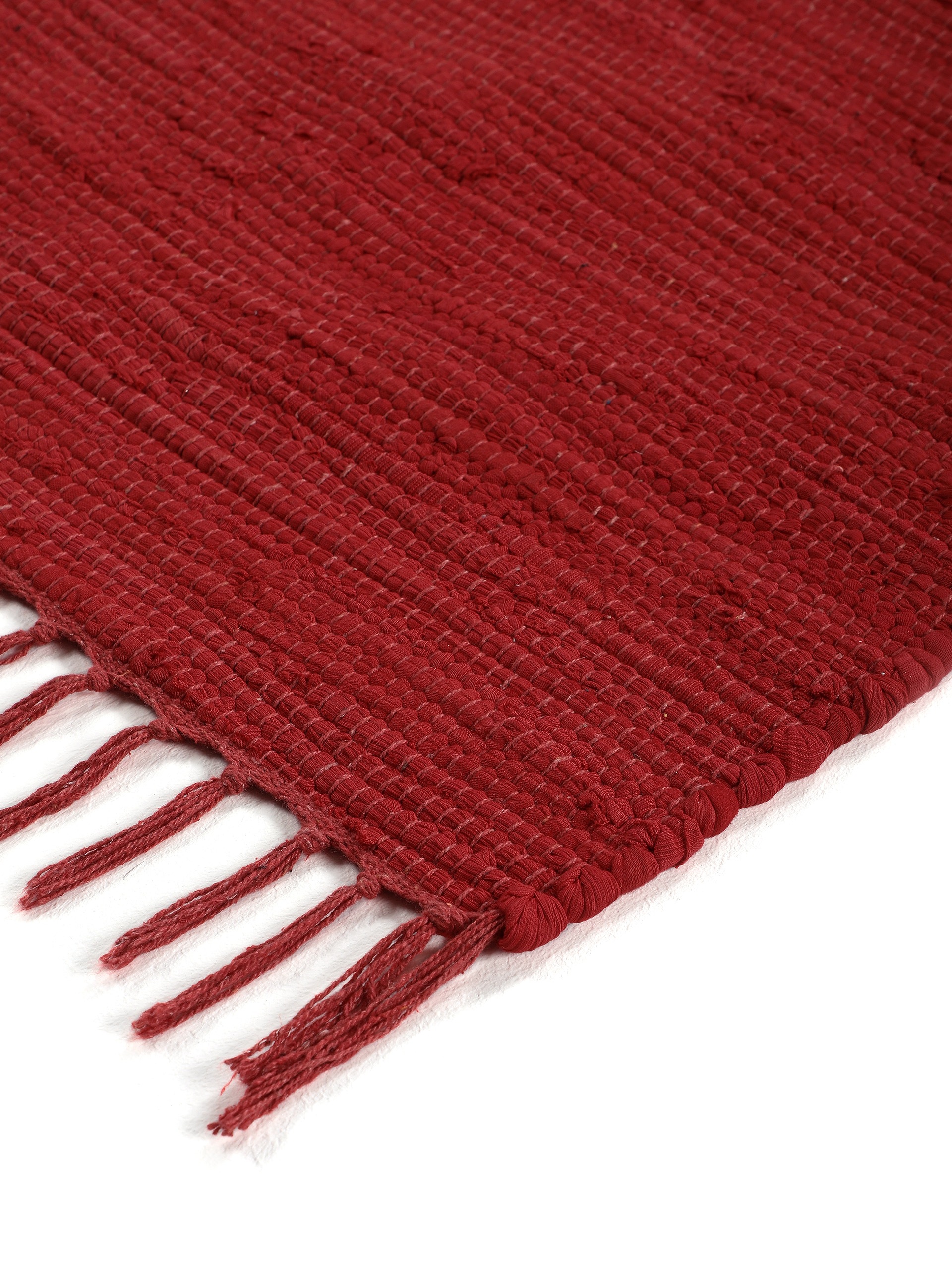 carpetfine Teppich »Kelim Chindi uni«, rechteckig, 5 mm Höhe, Wendeteppich, reine Baumwolle, handgewebt, Uni-Farben, mit Fransen