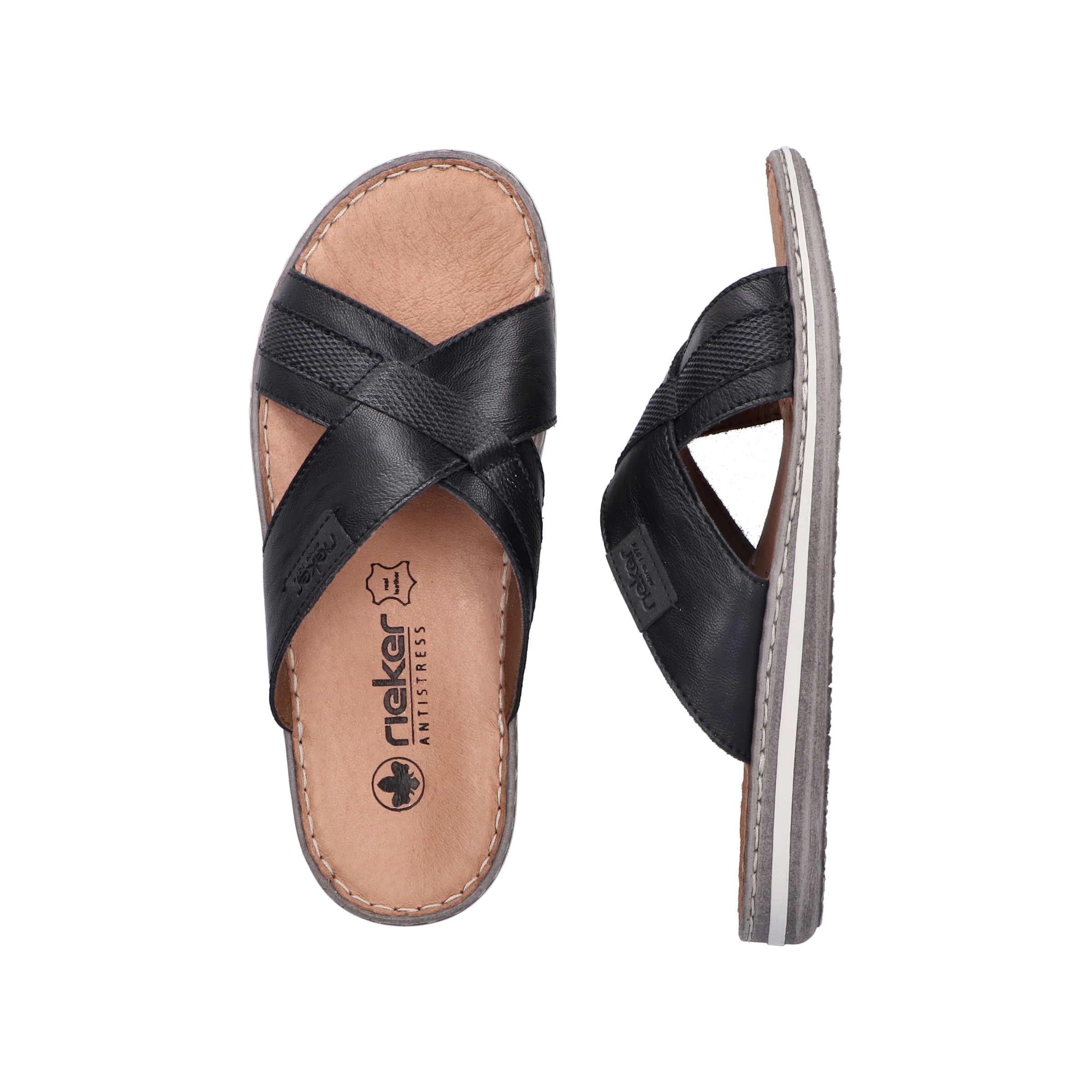 Rieker Pantolette, Sommerschuh, Strandschuh, Schlappen, Hausschuh mit Label