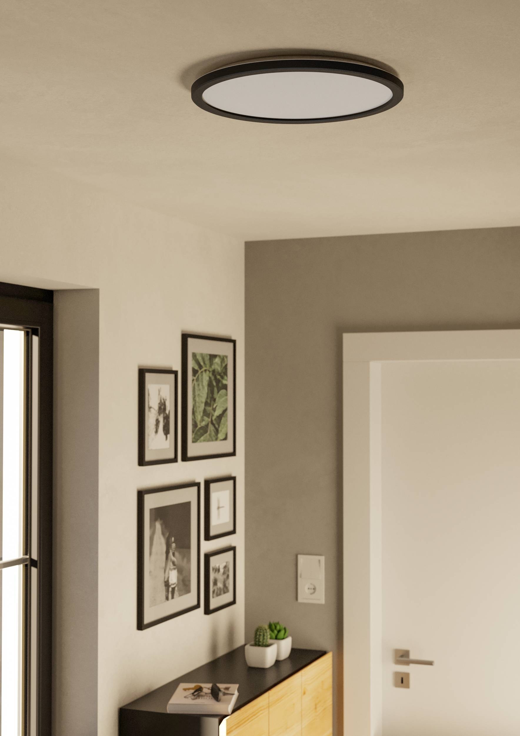 EGLO Deckenleuchte »Rovito-R Deckenlampe, Deckenbeleuchtung, Badlampe, Kunststoff, IP44« LED-Modul 1 Stk. Kaltweiß | Neutralweiß | Warmweiß Wand-/Deckenleuchte - H3 x Ø38,9 cm - schwarz - 18,5W inkl.