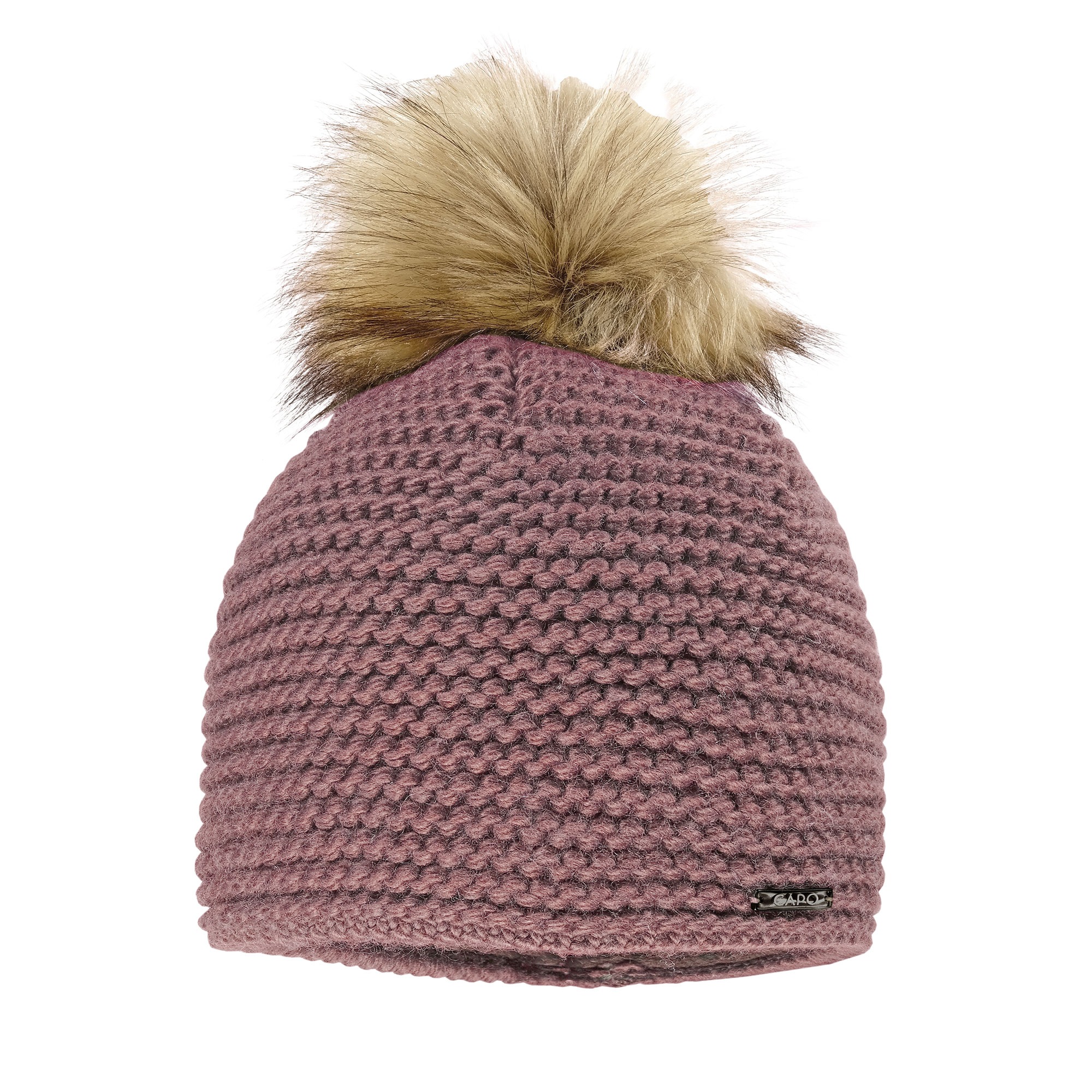 CAPO, Damen, Bommelmütze Grobstrick, unifarben, gefüttert, rosé, rosé, Modische Damenstrickmütze von CAPO