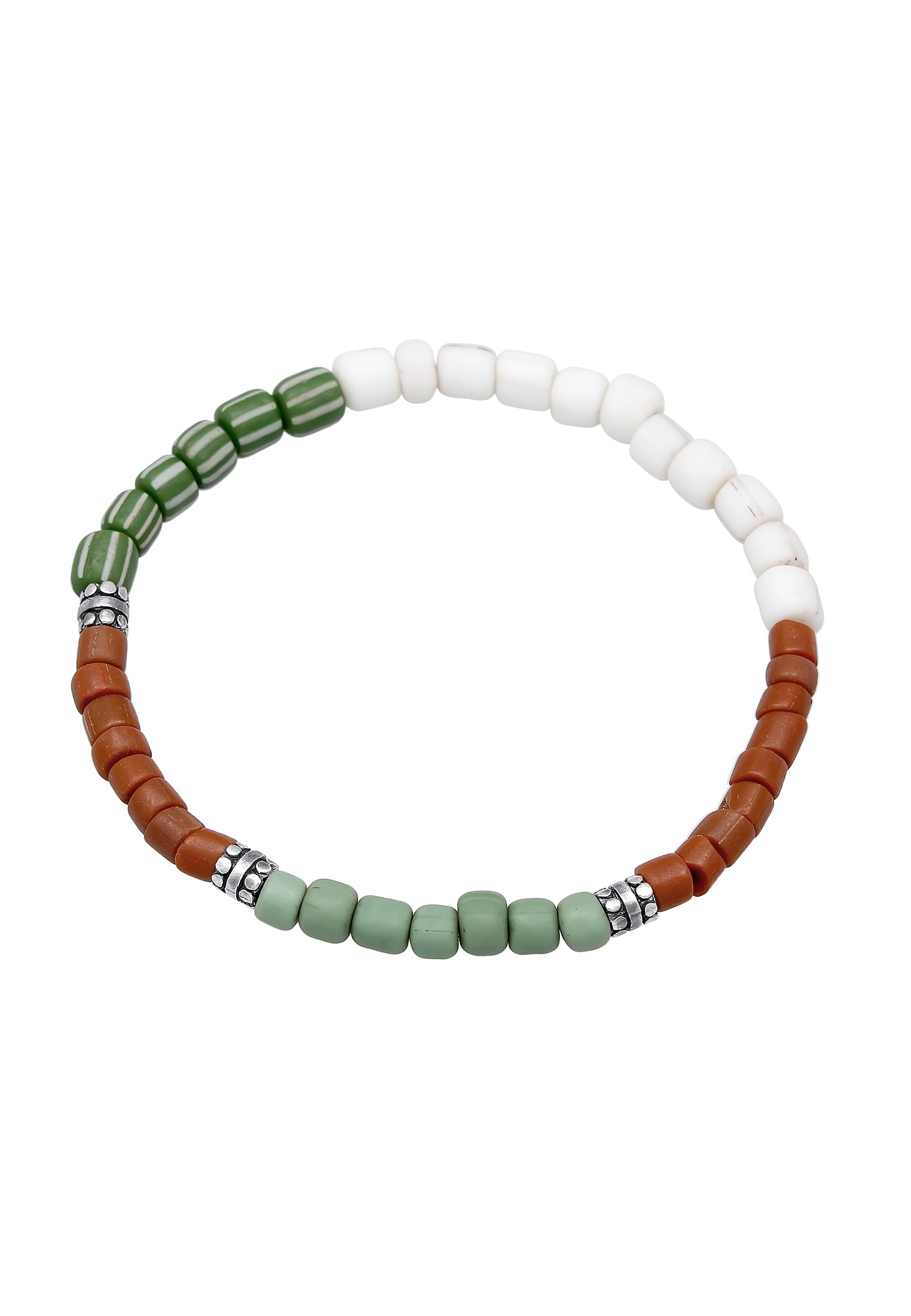 Kuzzoi Armkette »Armband Glass Beads Weiß-Braun 925 Silber«
