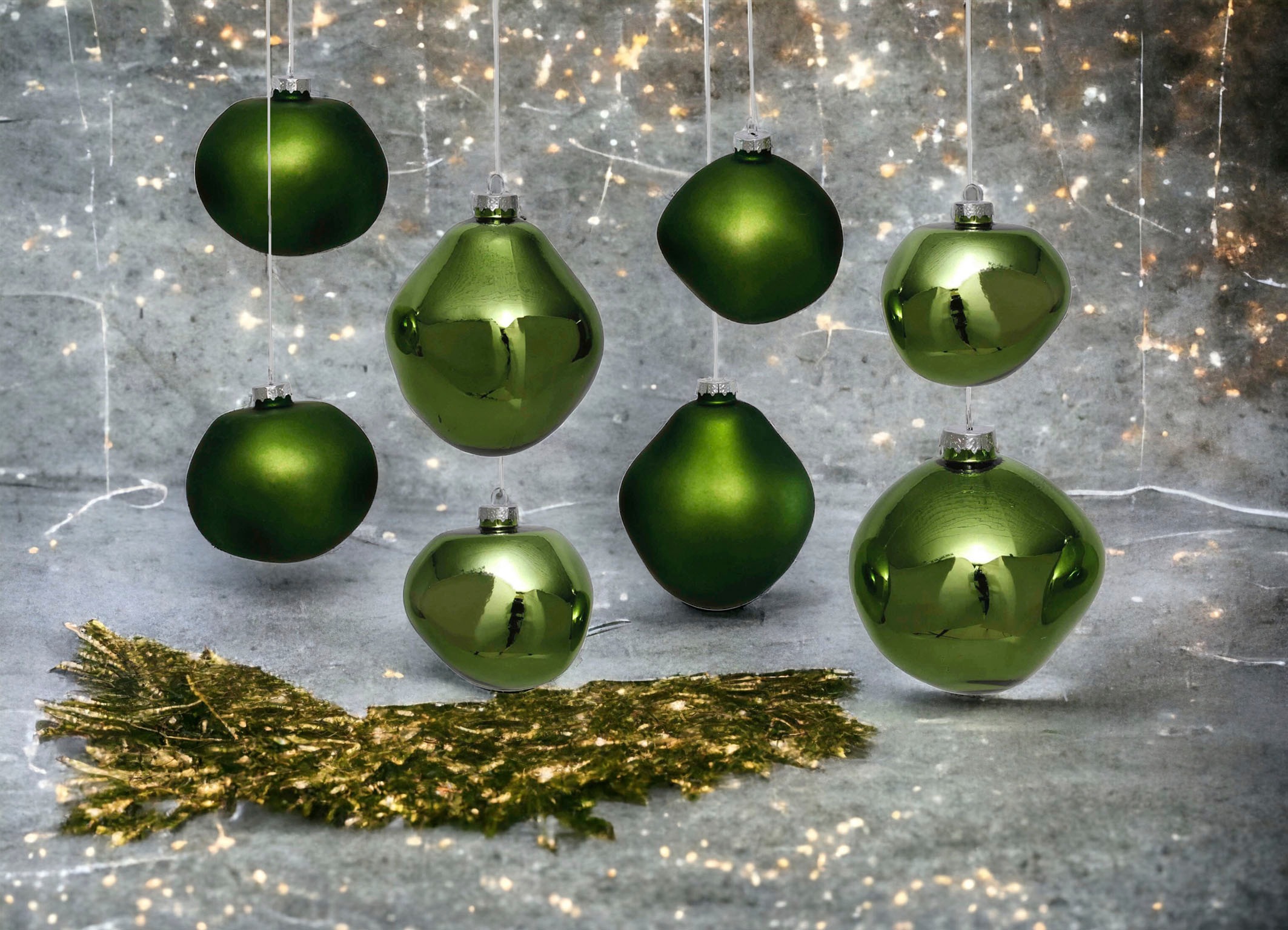 Leonique Weihnachtsbaumkugel »Birdelle glänzend, Weihnachtsdeko, Christbaumschmuck, Christbaumkugeln«, (Set, 3 St.), Baumkugeln in organischer Form, Ø 10 cm, organische Kugeln aus Glas