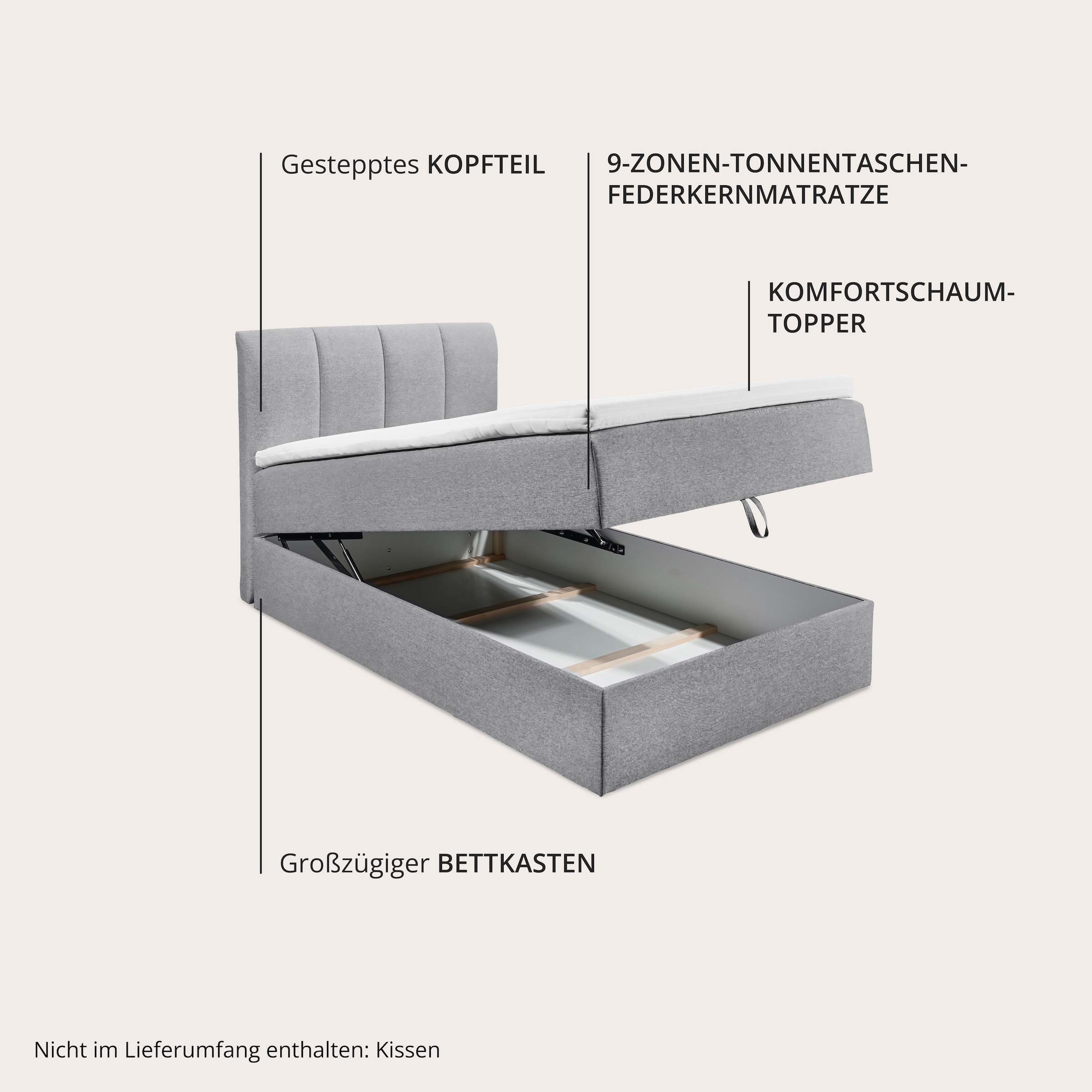 ED EXCITING DESIGN Boxbett »"Granada" OTTOs Choice, Topseller inkl. Bettkasten und Topper« erhältlich in den Größen 120x200cm & 180x200cm