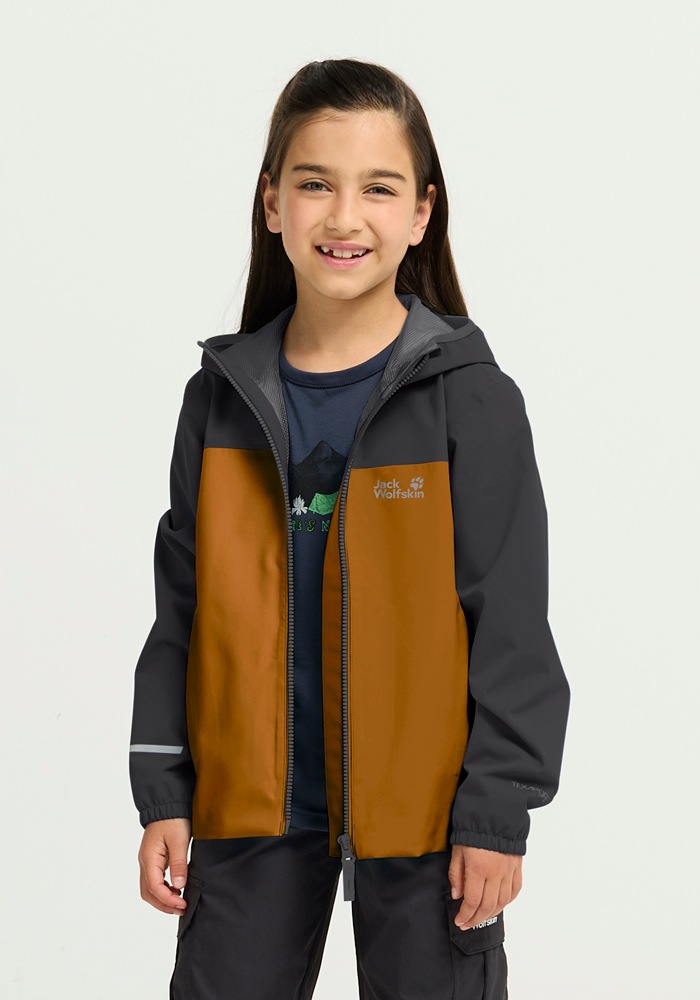 Jack Wolfskin Regenjacke »ADVENTURETRIBE 2L JKT K« atmungsaktiv, wasserdicht, mit Reißverschluss, normale Länge