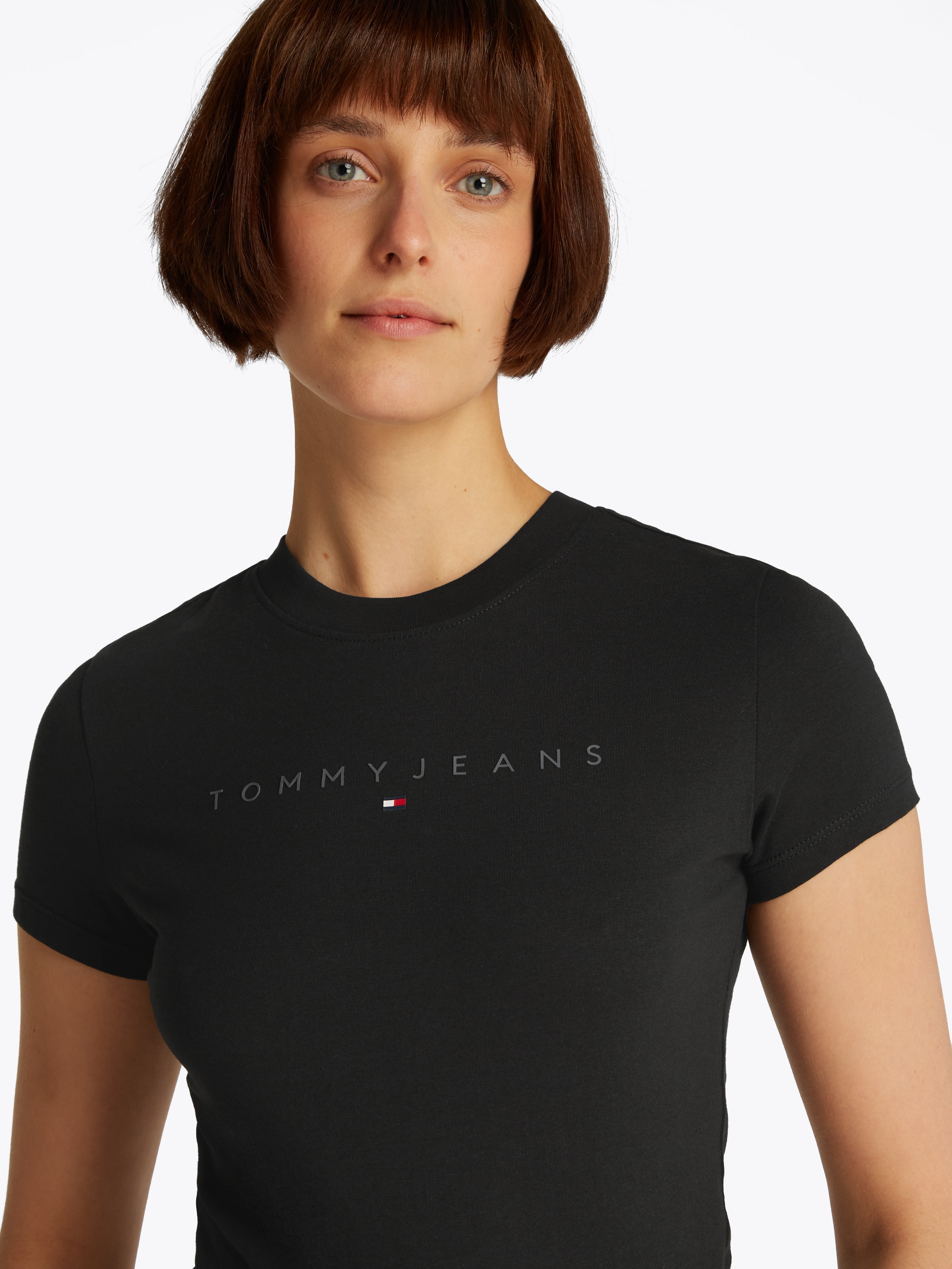 Tommy Jeans Curve T-Shirt »TJW SLIM TONAL LINEAR TEE EXT«, in Großen Größen, Logodruck, Figurbetont