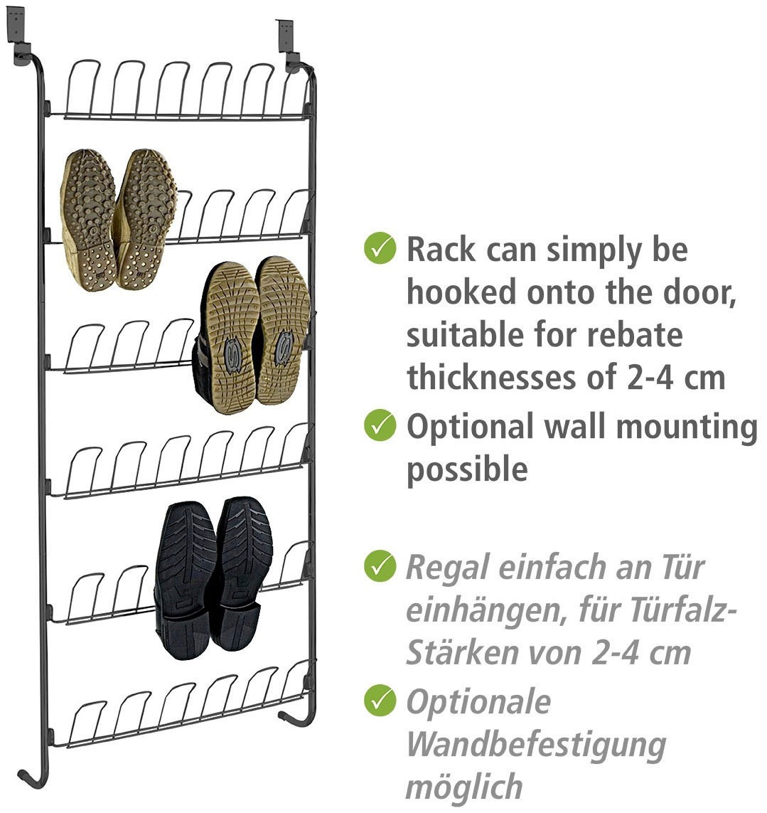 WENKO Schuhregal »Türregal«, für 18 Paar Schuhe