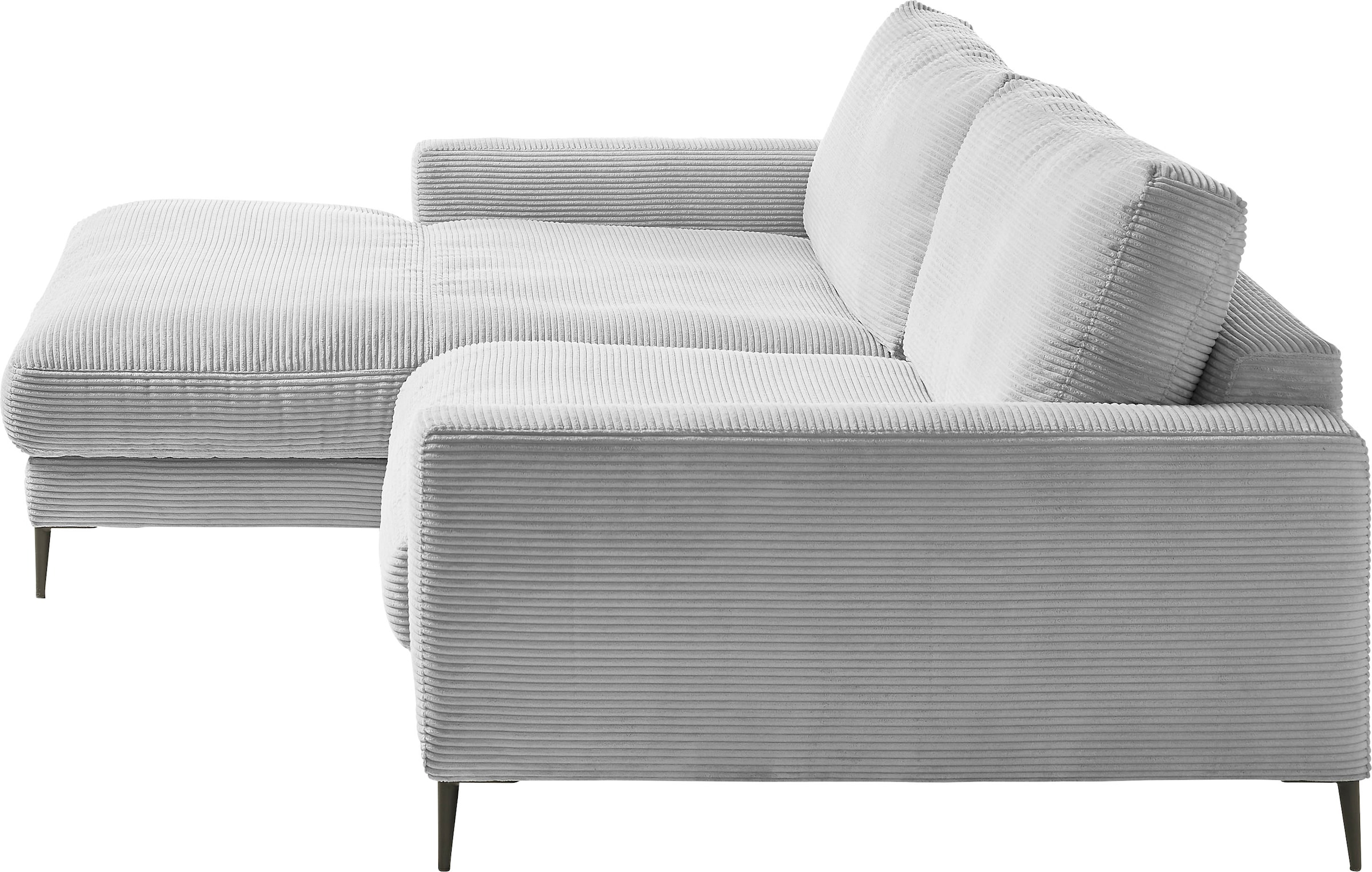 INOSIGN Ecksofa »Downtown, B/T/H: 272/190/84 cm L-Form«, weicher Sitzkomfort auch in Cord und Bouclé, incl. Zierkissen