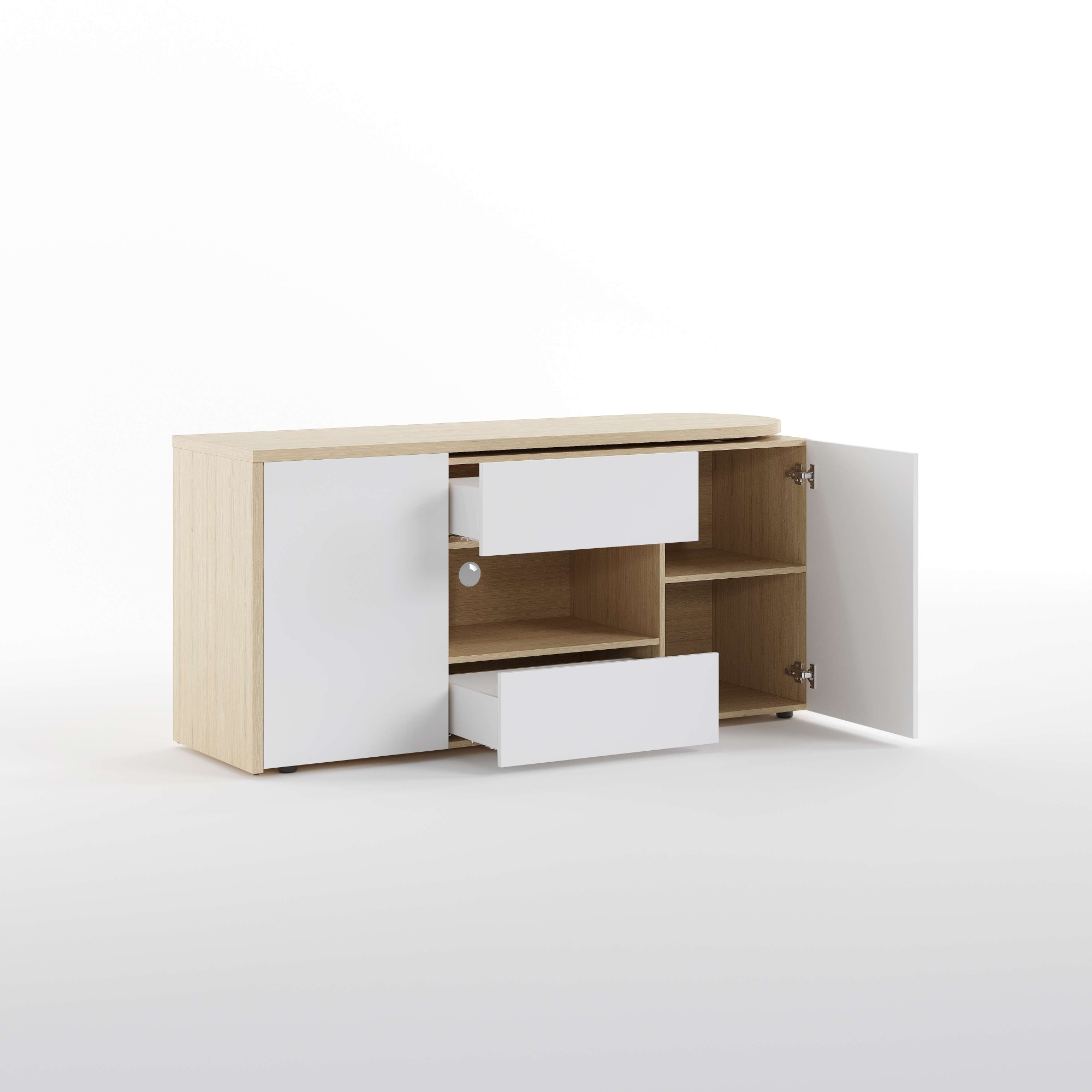 TemaHome Sekretär »ein Sideboard und Schreibtisch, ausziehbar, über Eck,«, mit 2 Schubladen, 1 Tür, offene Fächer, mit Kabeldurchführung