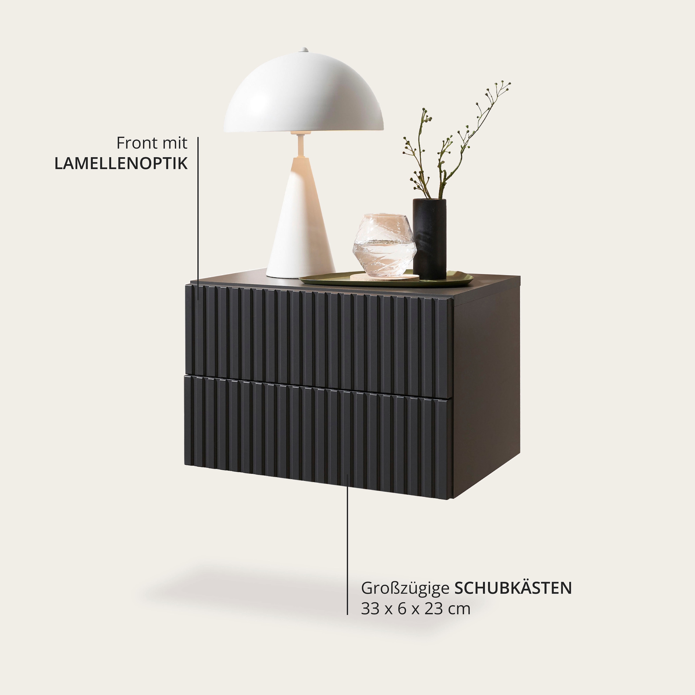 Schlafkontor Nachtkommode »Taboni Nachttisch, Nachtkonsole mit Push-to-open« Wandmontage