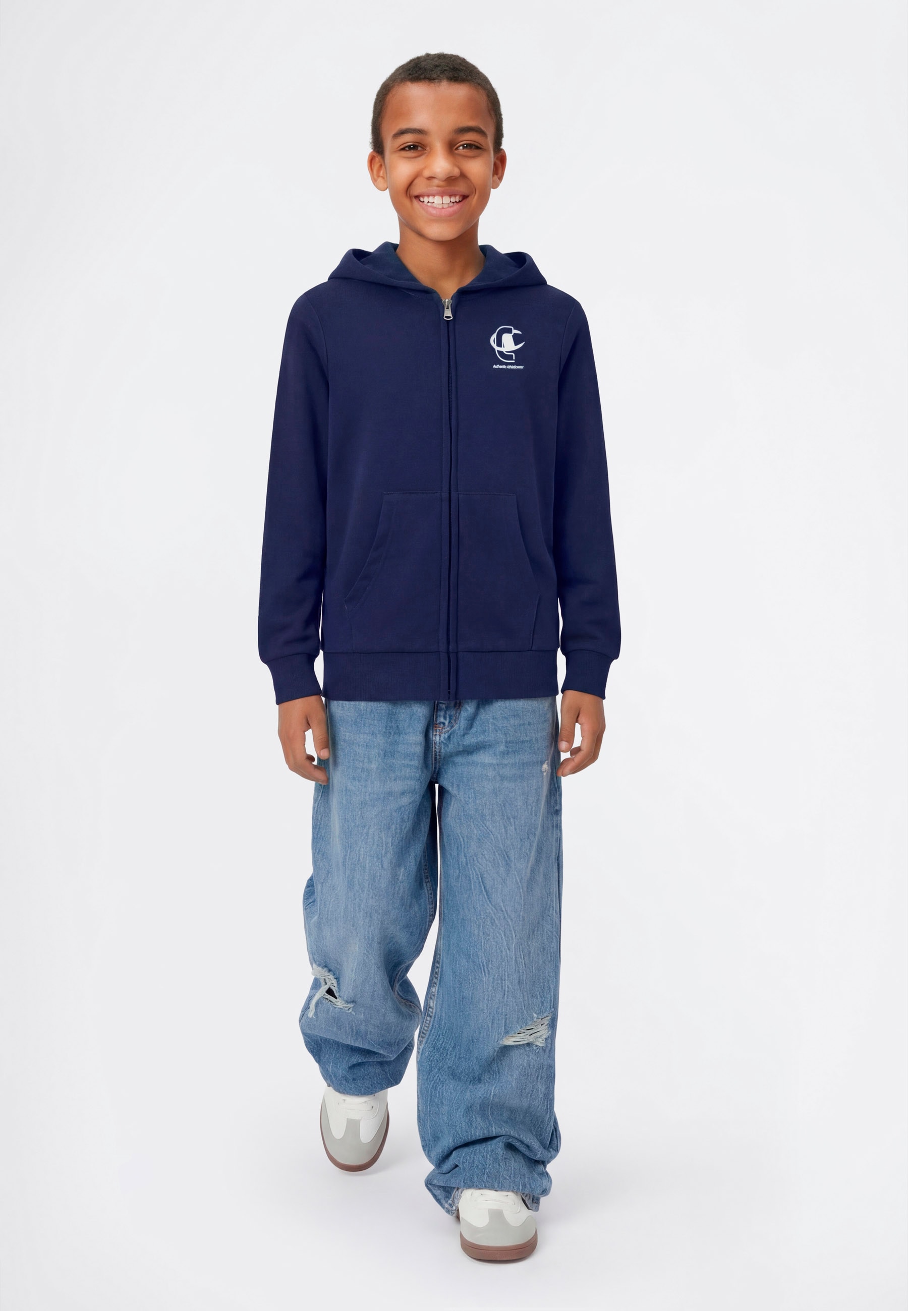 Champion Kapuzensweatjacke »Graphic Terry Full Zip Hoodie« mit Kapuze, mit Reißverschluss, für Kinder, weiches Material