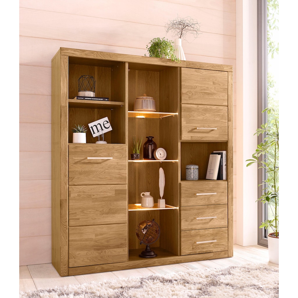 Woltra Highboard »Ribe«, Breite 130 cm mit 2 Holztüren