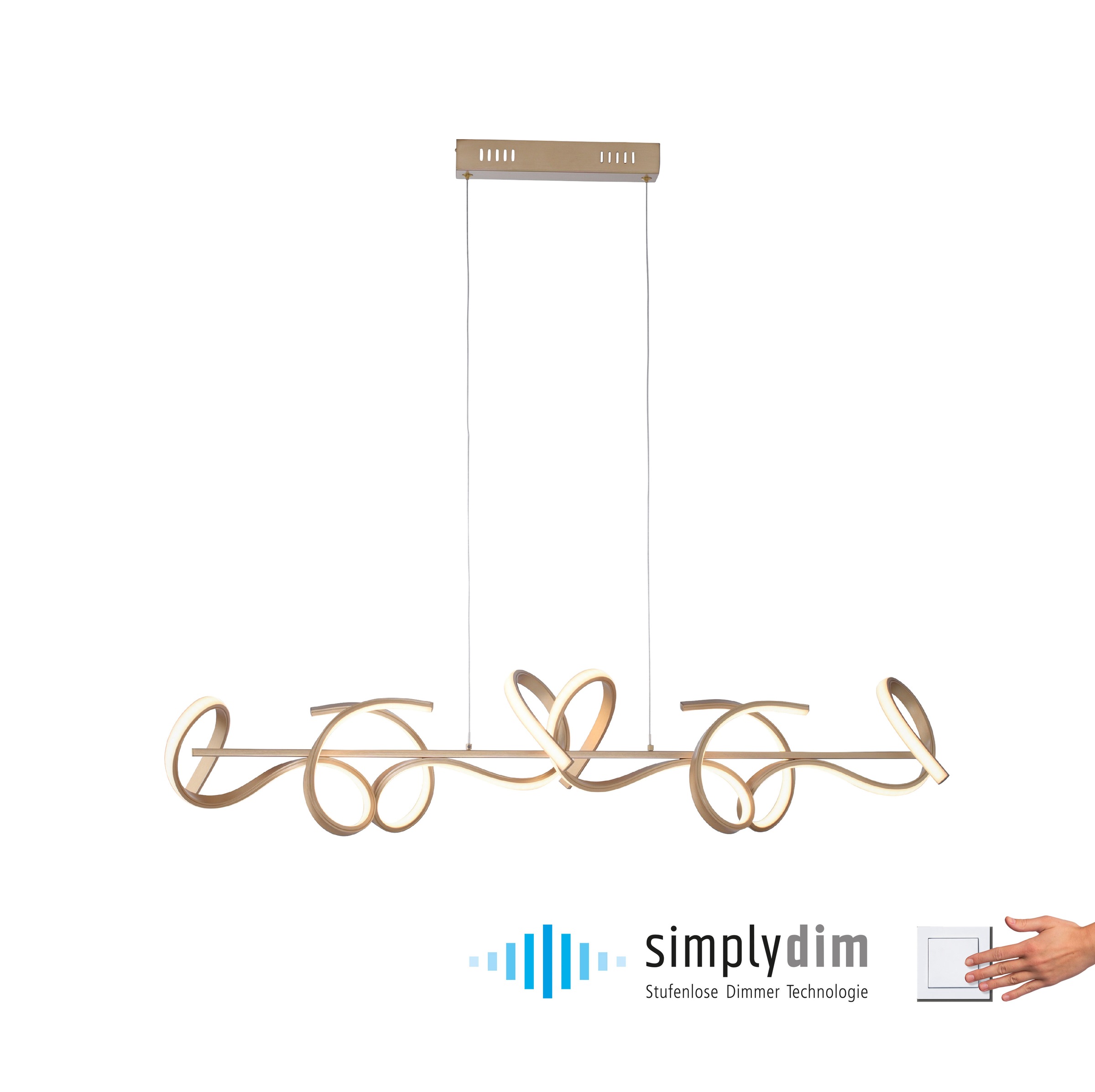 JUST LIGHT Pendelleuchte »CURLS« LED-Board 1 Stk. Warmweiß LED, dimmbar, Simply Dim, Memory, nach Trennung vom Netz