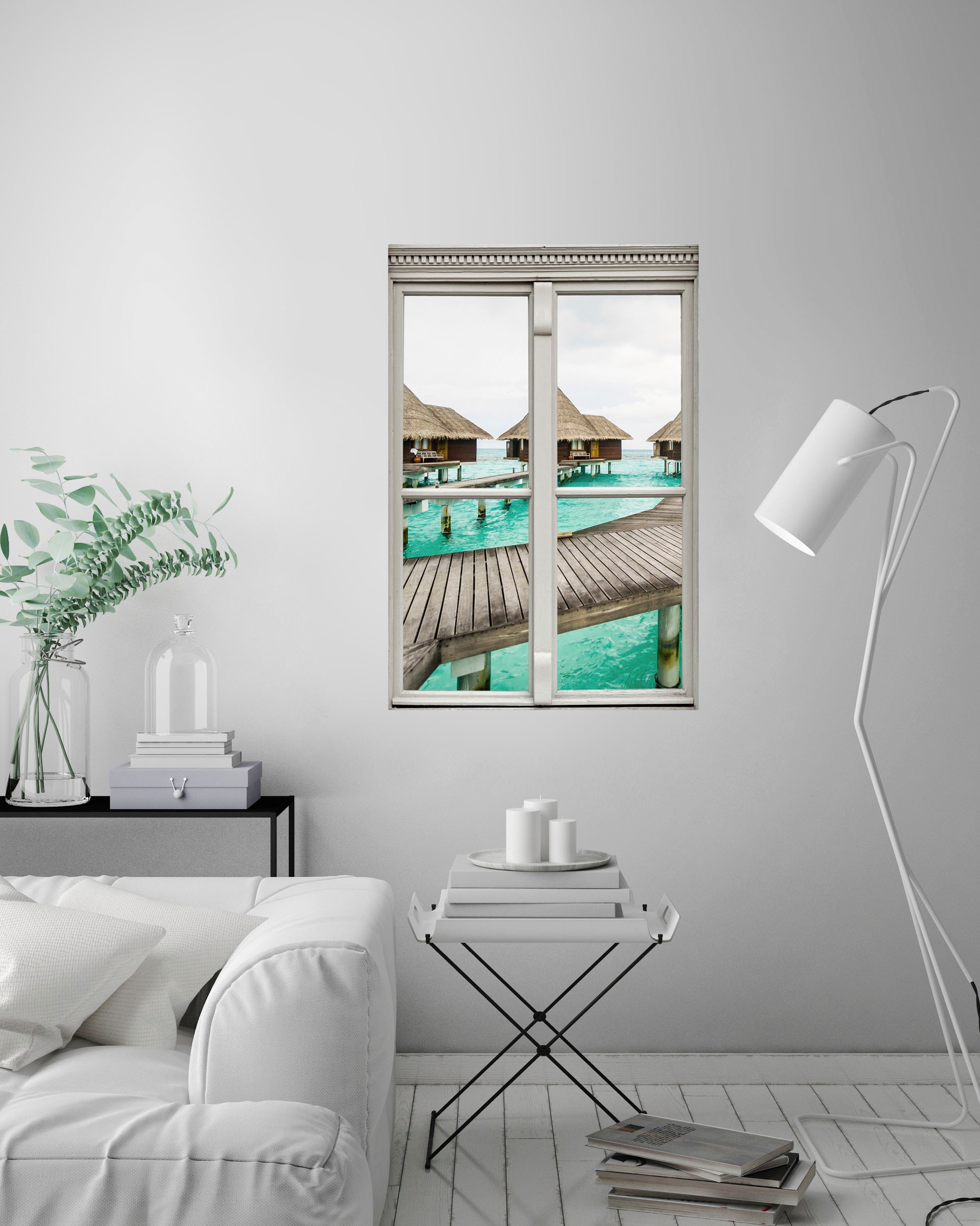 queence Wandsticker »Häuser im Wasser« Wandsticker, Wandbild, selbstklebend, 3D, Fenster