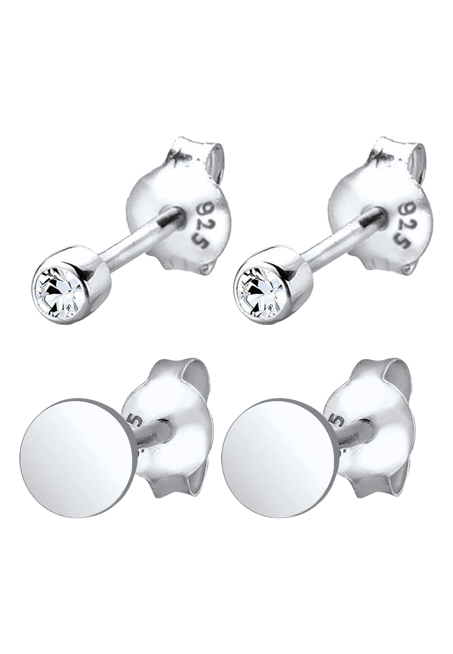 Elli Ohrstecker-Set »Ohrringe Kristalle Plättchen Ohrstecker Set 925 Silber«