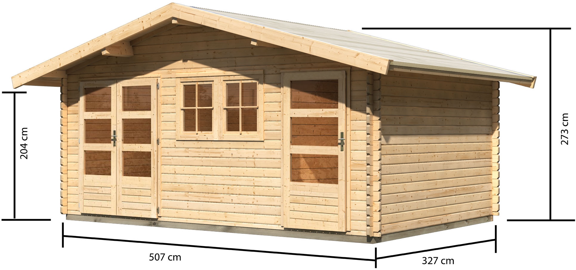 Karibu Gartenhaus »Lagor 2« 38mm, 2 Raumhaus aus hochwertiger nordischer Fichte