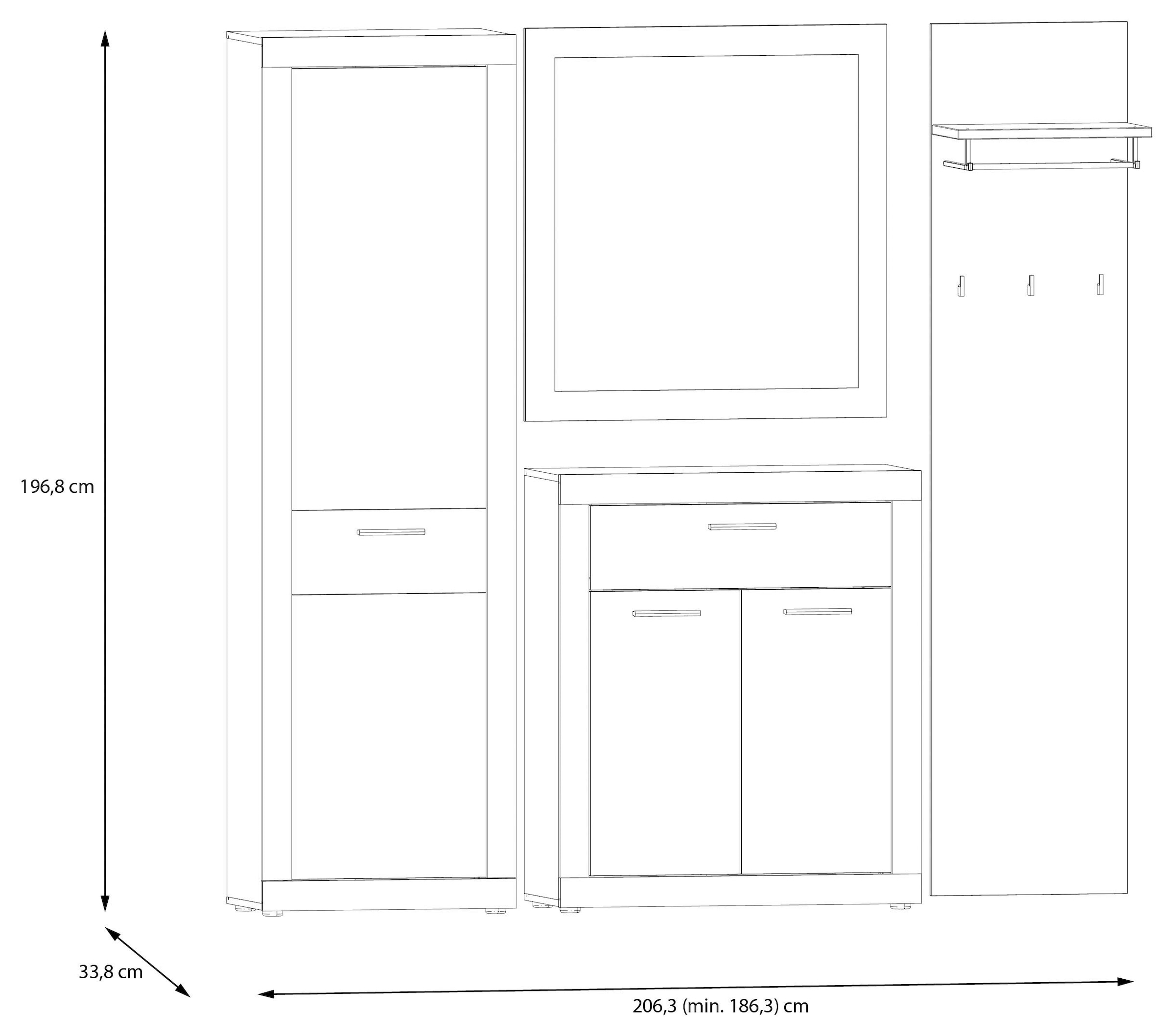 FORTE Garderobenspiegel »Baccio«, (Kombinierbar mit 27097631, 14164136, 96301648), Spiegel, Rahmenoptik, Artisan Eiche