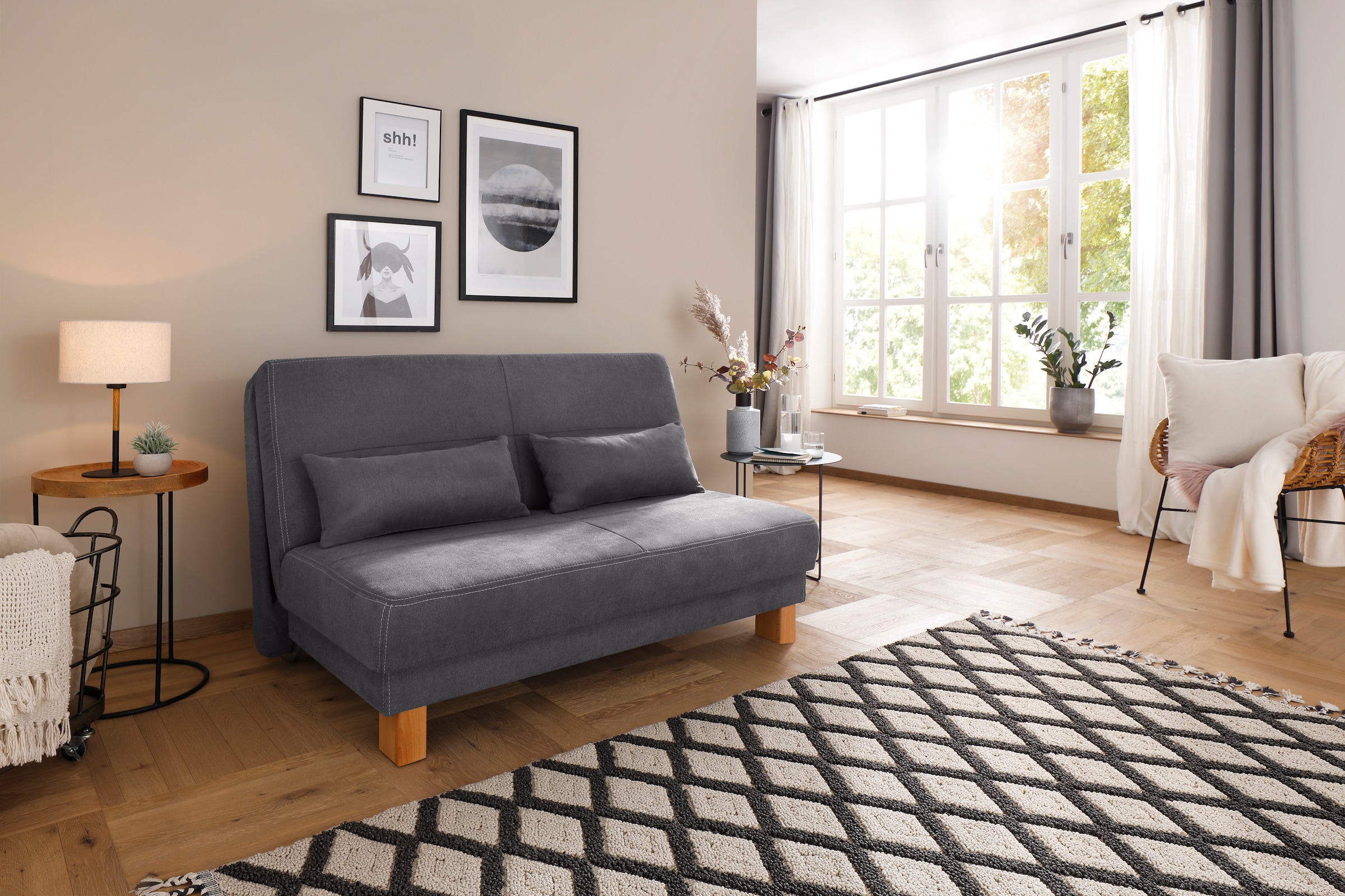 Home affaire Schlafsofa »Gina«, vom Sofa zum Bett mit einem Handgriff, in 4 Breiten, Nierenkissen